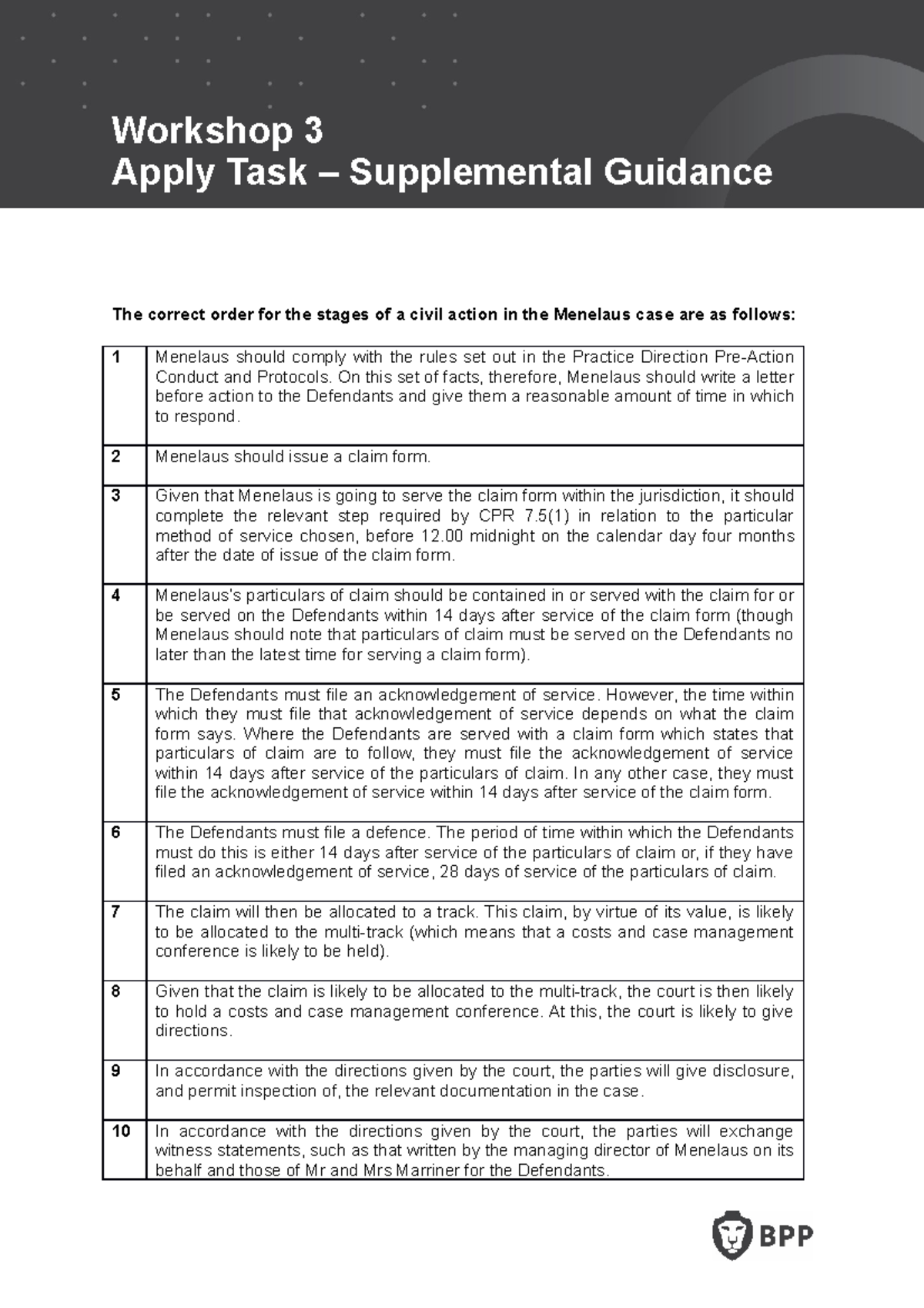 BTC1 Civil WS3 Apply Task Supplemental Guidance - Workshop 3 Apply Task ...