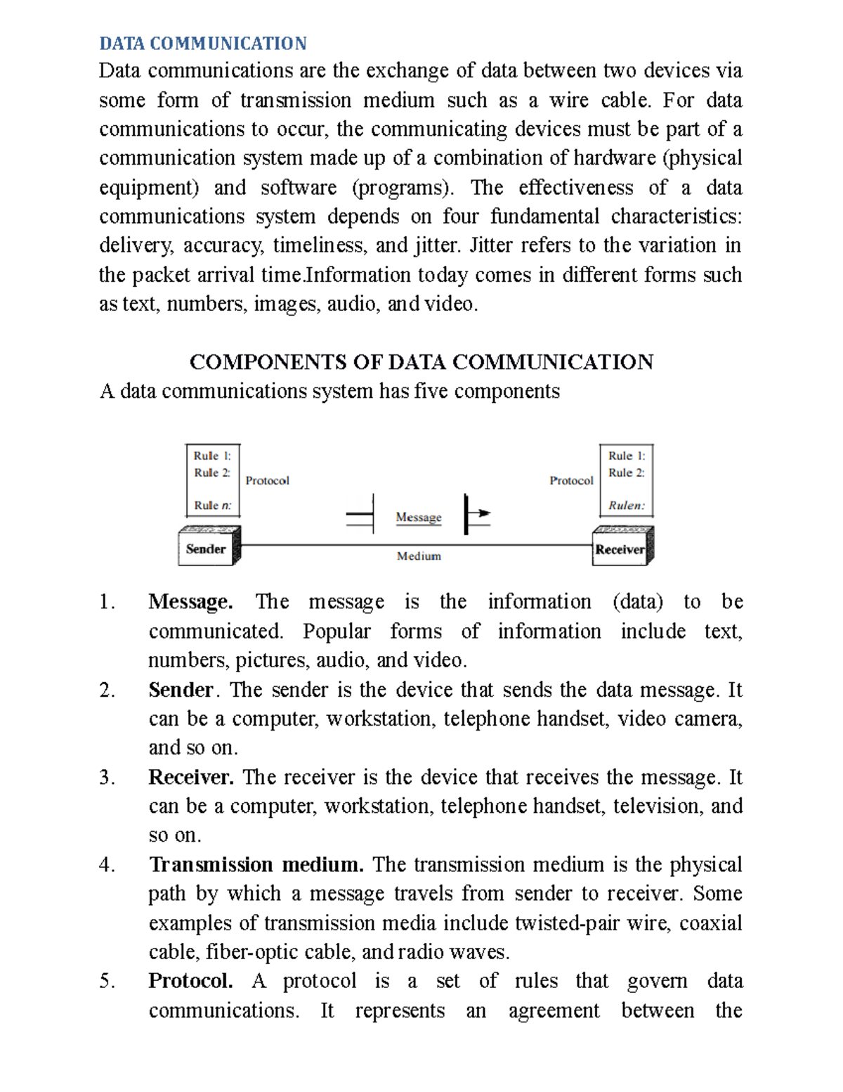 Module 1 Computer Networks OSI Layers DATA COMMUNICATION Data