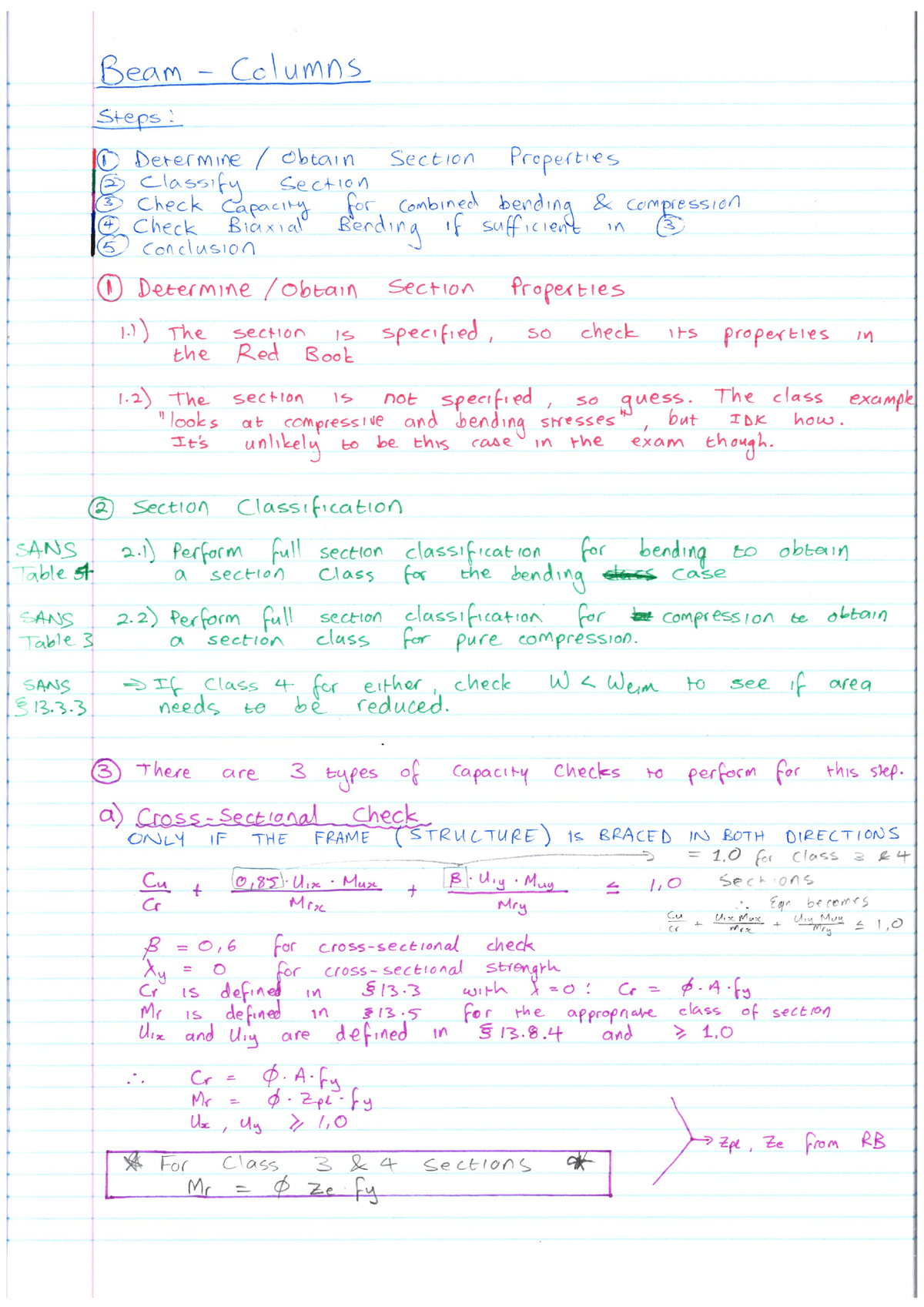 Beam-Columns - Step by Step procedures, with references to the Red Book ...