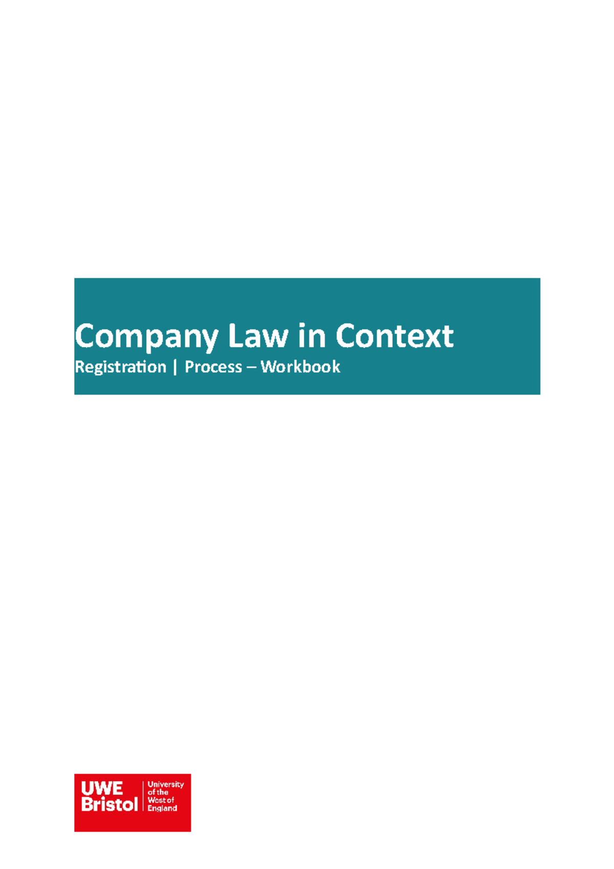 Registration Process Workbook - Company Law in Context Registration ...
