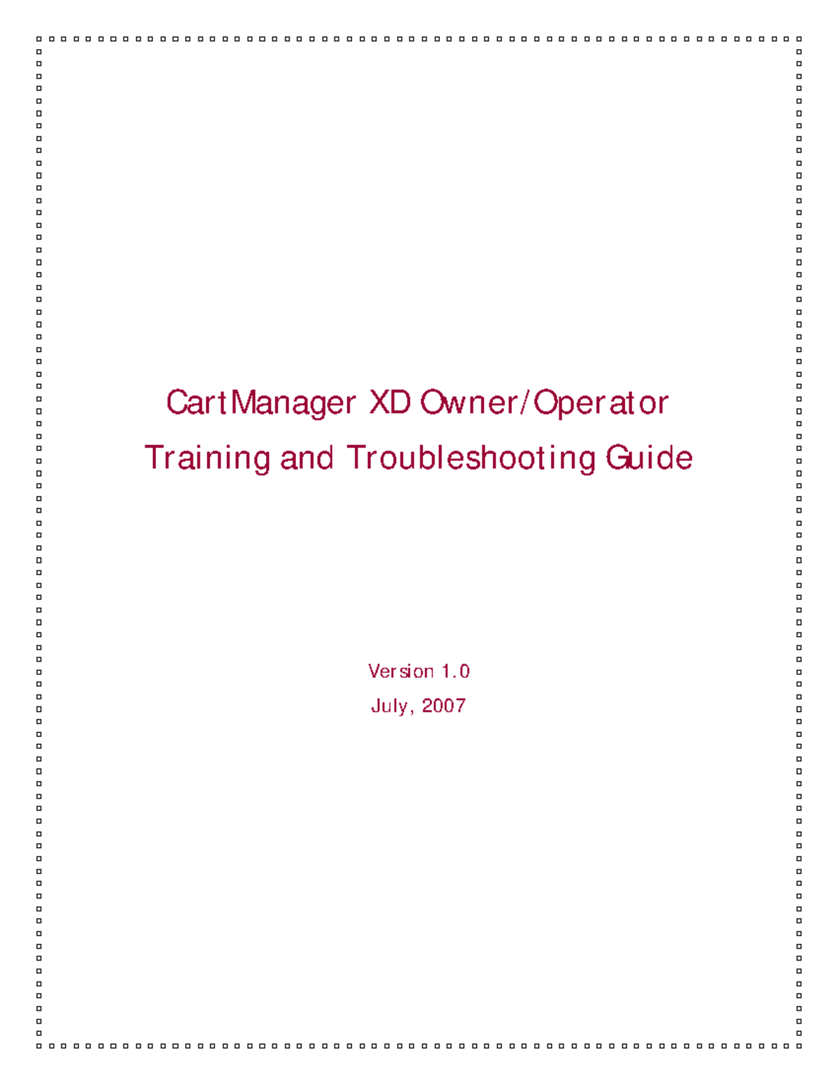 Cart Manager XD User Manual - Cart Manager XD Owner/ Operat Or Training ...