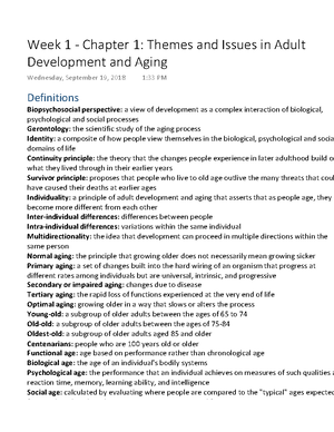 Aging Lectures 1, 2, And 3 - Lecture 1 Cross-Cultural Perceptions Of ...