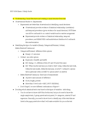 Exam 2 Notes Sheet - PSY 0036 Research Methods Lecture - Professor ...