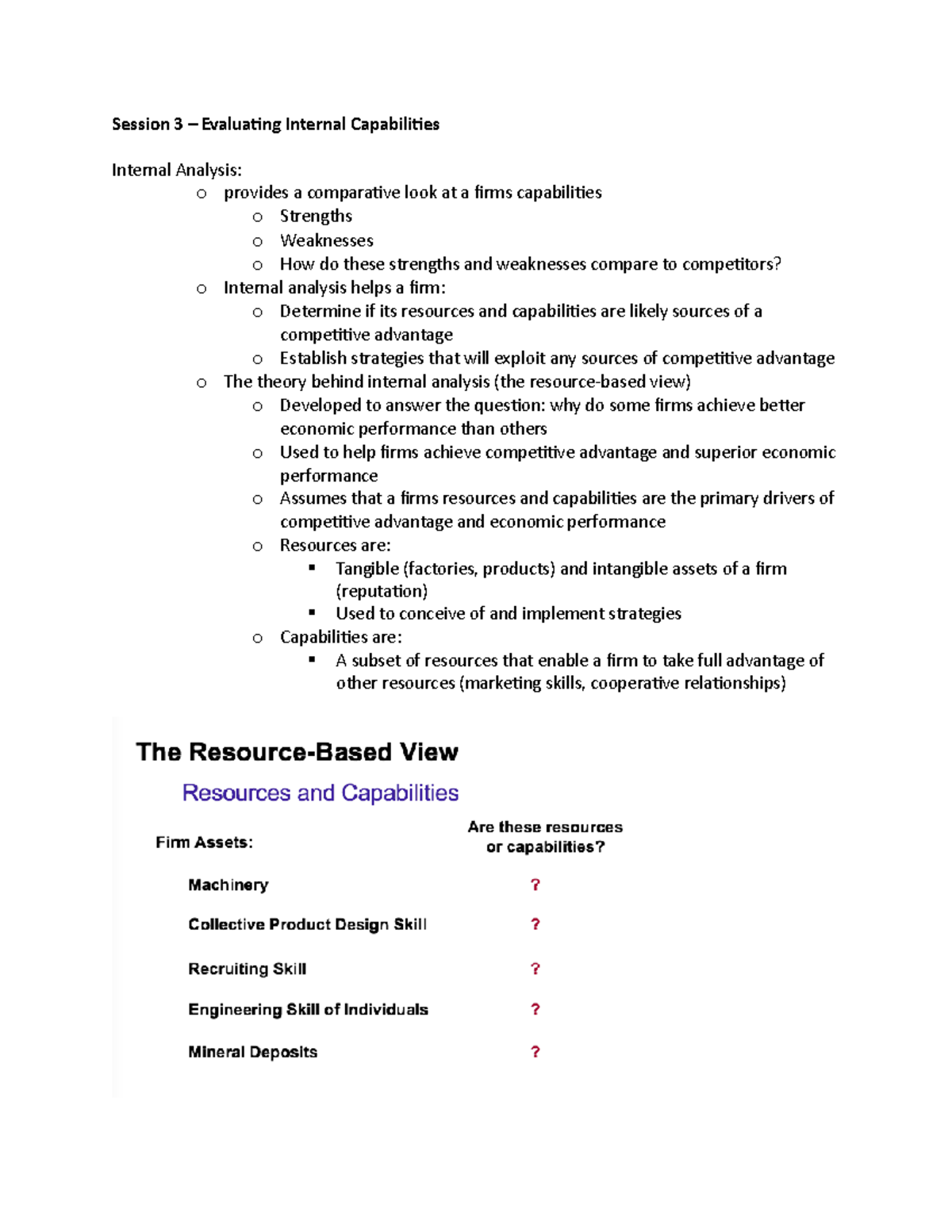 Session 3 - Lecture notes 3-5 - Session 3 Evaluating Internal ...