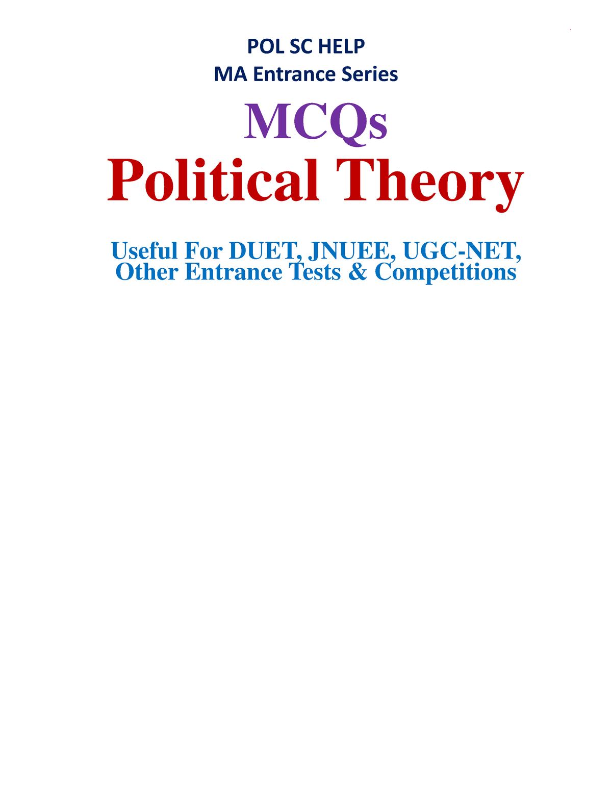 Political theory mcq Pratice set MCQs Political Theory Useful