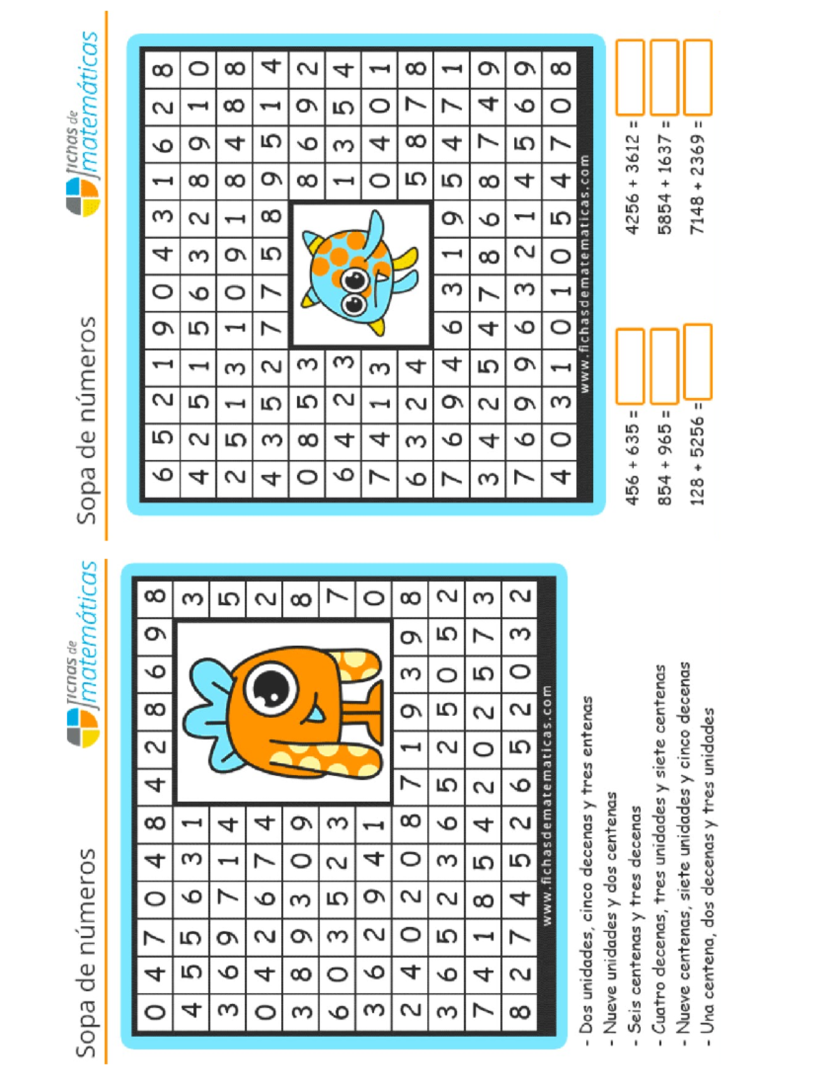 Sopa - Sopa de letras - Ticnas de tichas de Sopa de números matemáticas ...