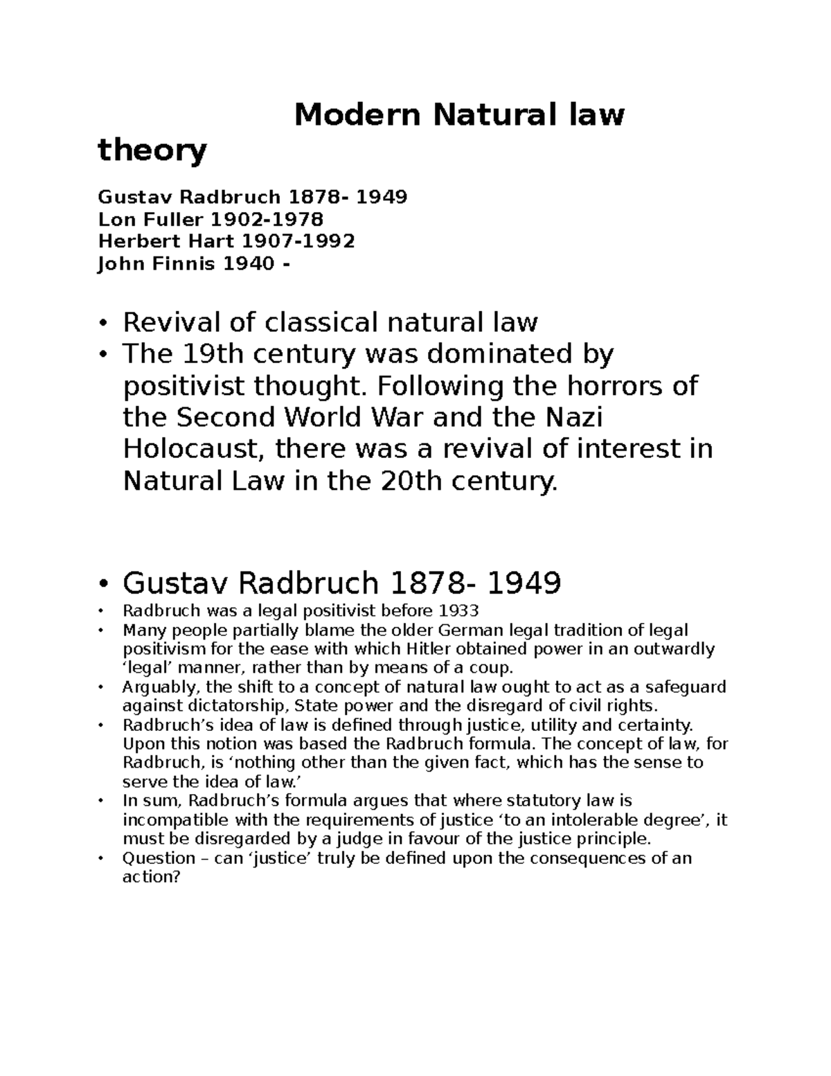 Modern Natural law theory Modern Natural law theory Gustav Radbruch