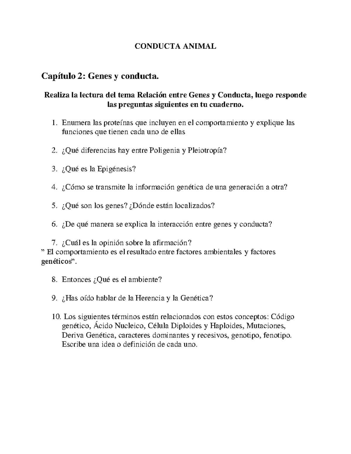 Cuestionarios Cap. 2 Y 3. Para El Cuaderno - CONDUCTA ANIMAL Capítulo 2 ...