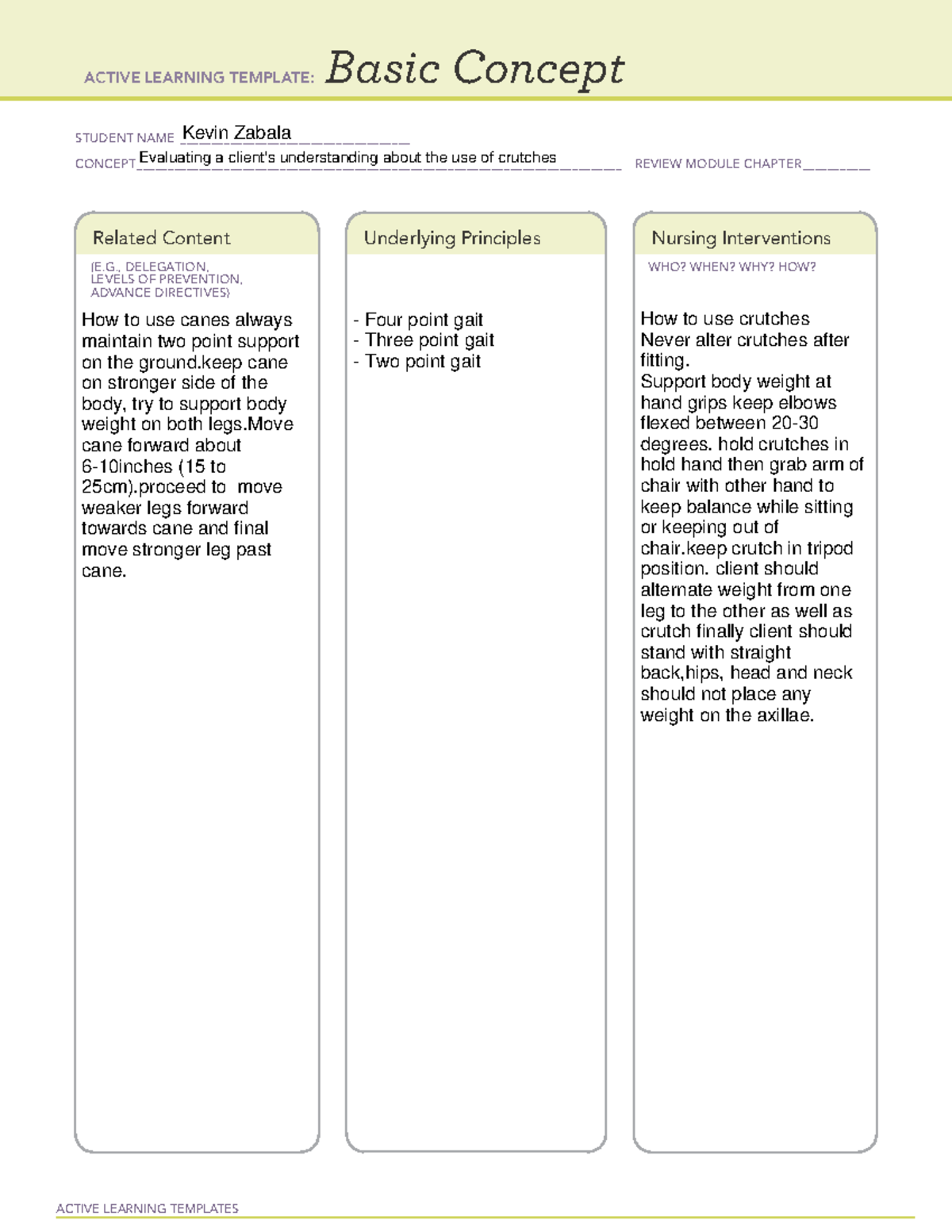 Crutch - Focused Reviews - ACTIVE LEARNING TEMPLATES Basic Concept