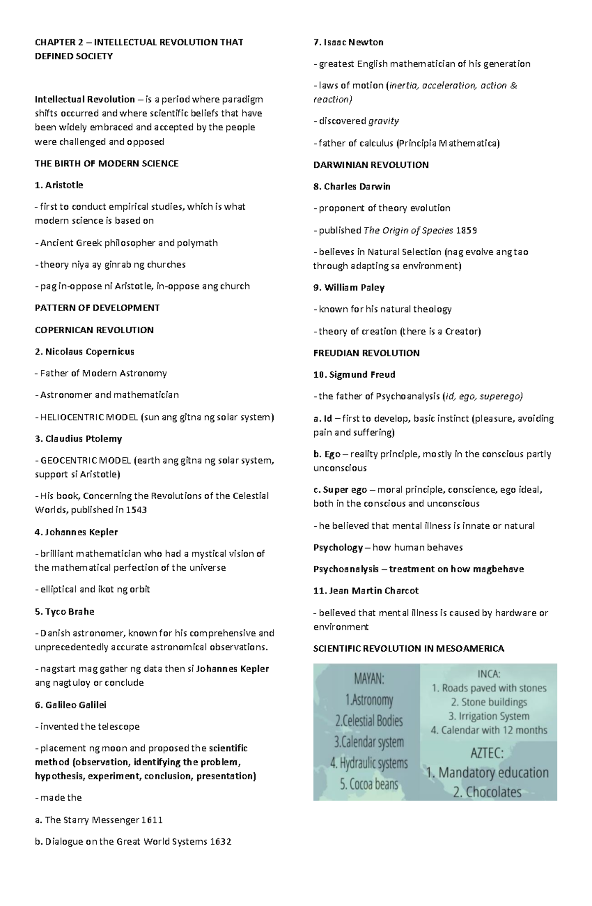 Chapter 2 ^ 3- Notes - CHAPTER 2 – INTELLECTUAL REVOLUTION THAT DEFINED ...