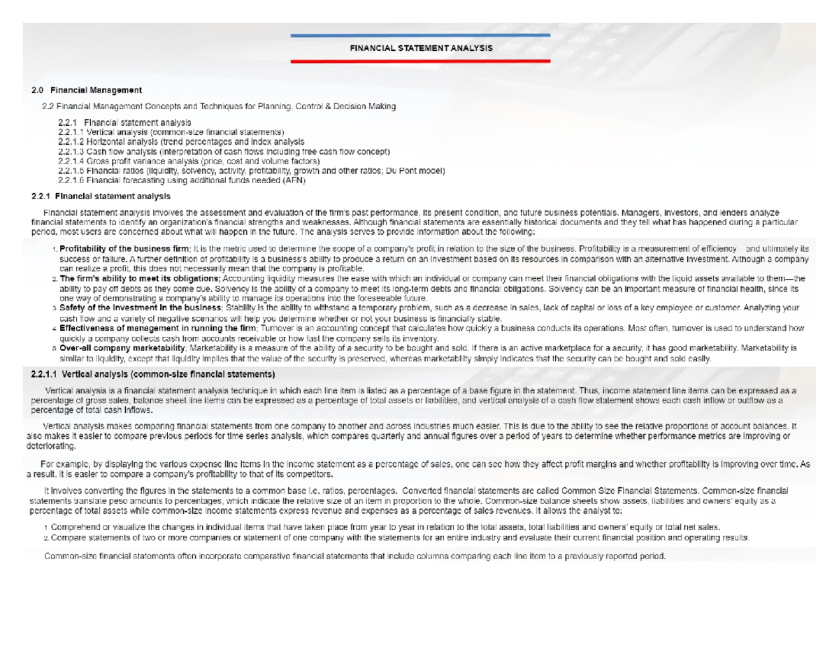 Financial Statement Analysis - Accounting - Studocu