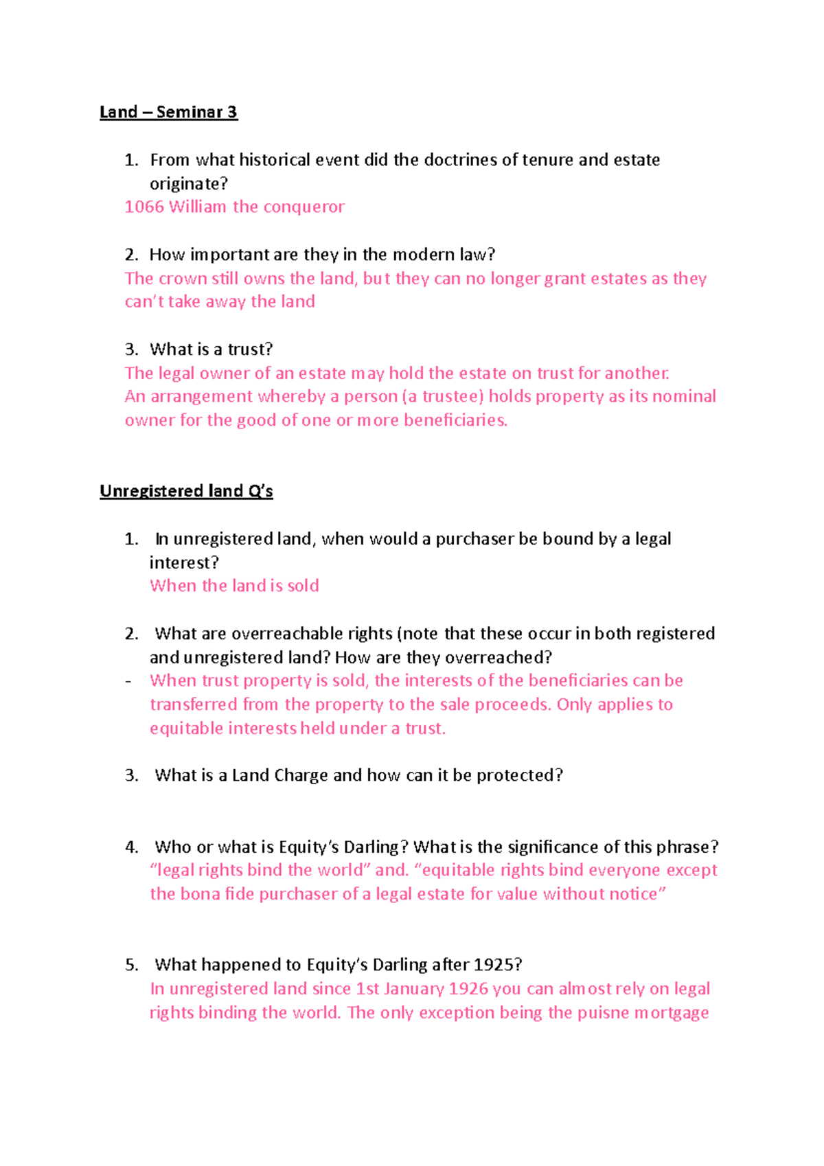 W3 Seminar - Lecture notes 3 - Land – Seminar 3 From what historical ...