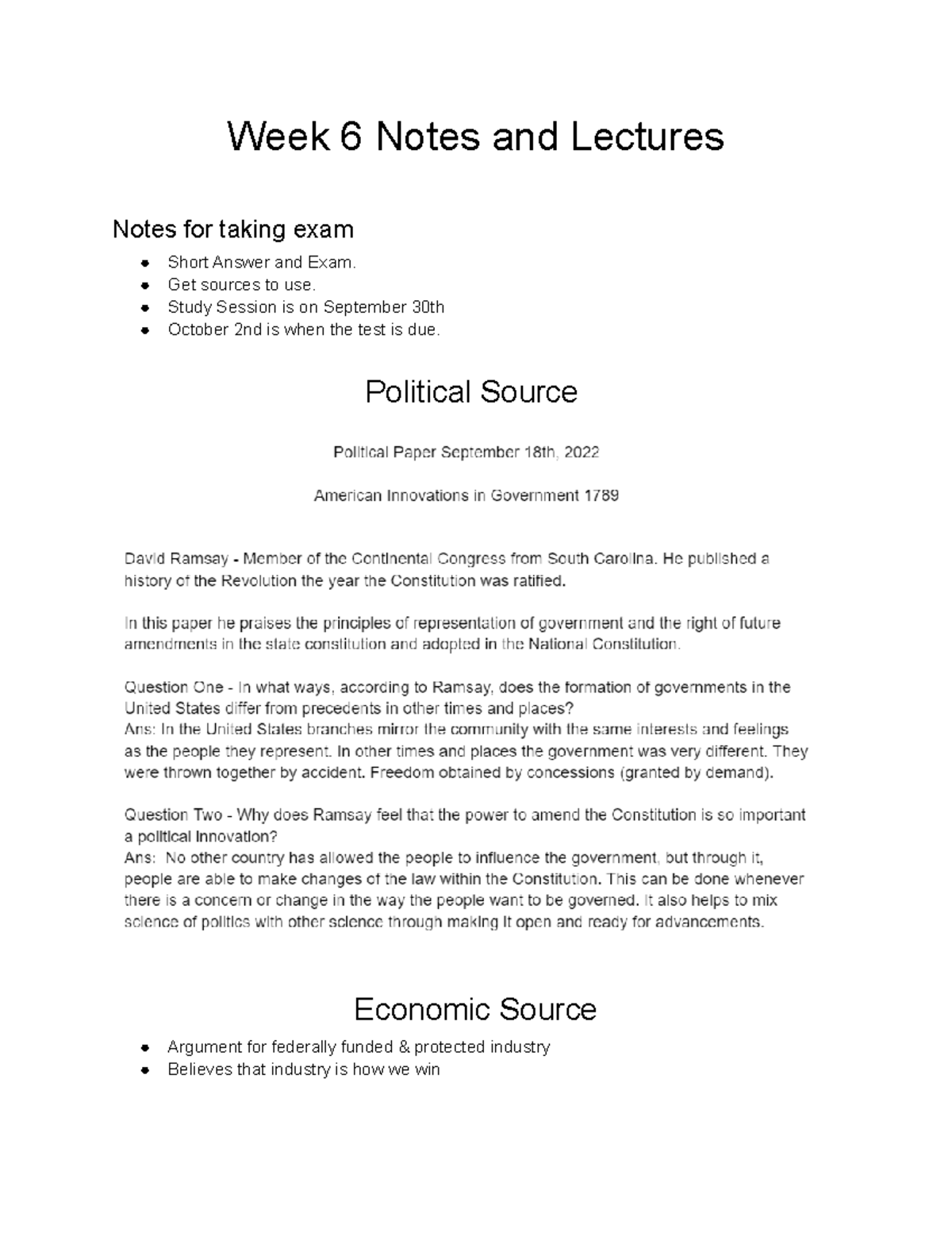 Week 6 Notes And Lectures - Week 6 Notes And Lectures Notes For Taking ...