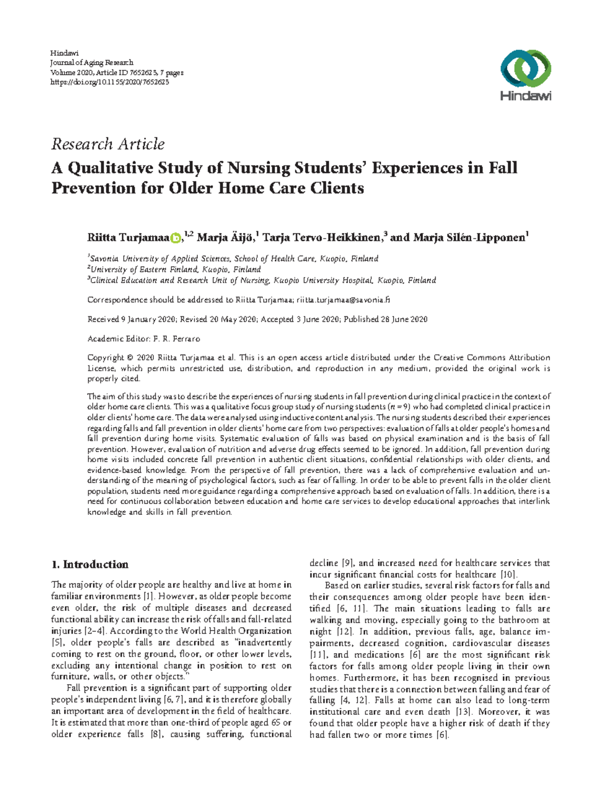 qualitative research article nursing