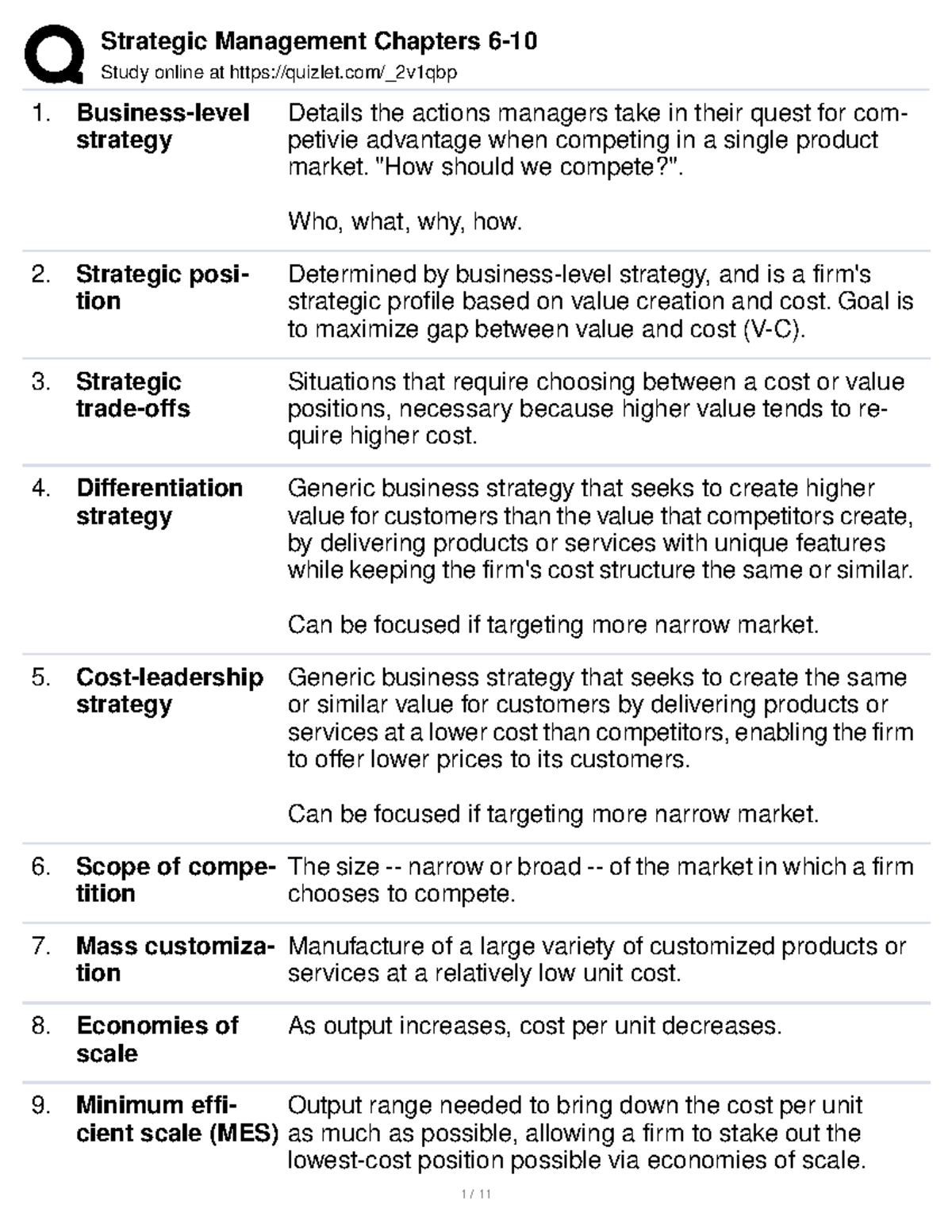 Strategic Management Mcqs - Study Online At Quizlet  2v1qbp Business 