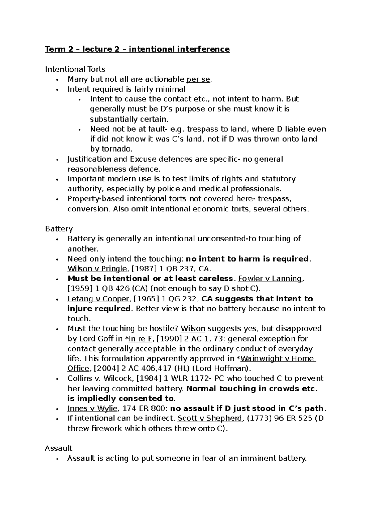 Intentional interference Term 2 lecture 2 intentional