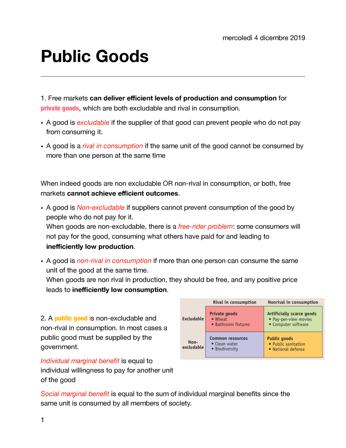 Microeconomics Ch 17 Public Goods Political Science Luiss Studocu