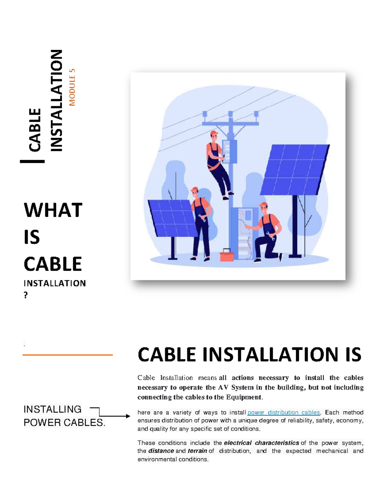 Cable Installation agustin mariano - CABLE INSTALLATION MODULE 5 WHAT ...