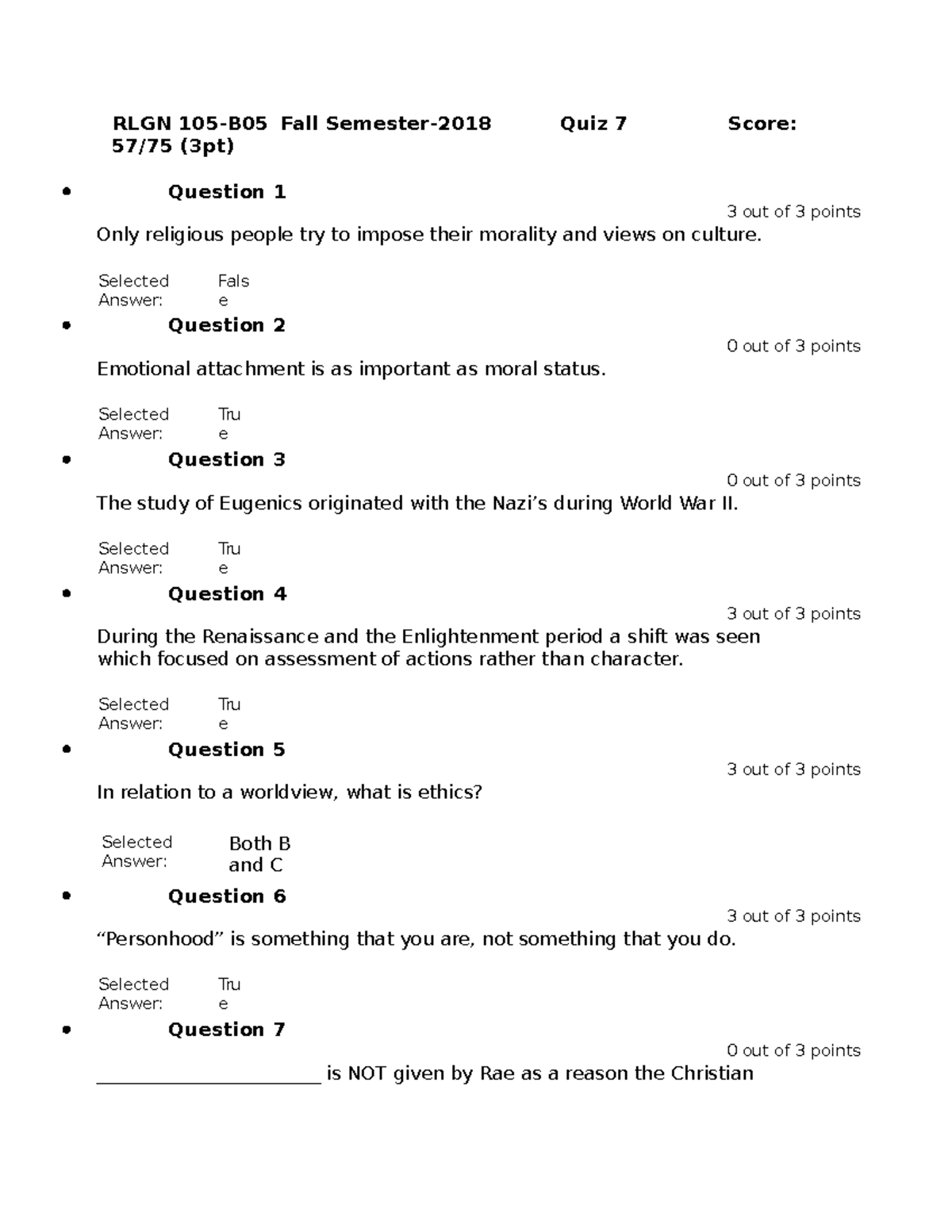 RLGN 105 Test 7 - Religion 105 Weekly Test. This Guide Is Very Helpful ...