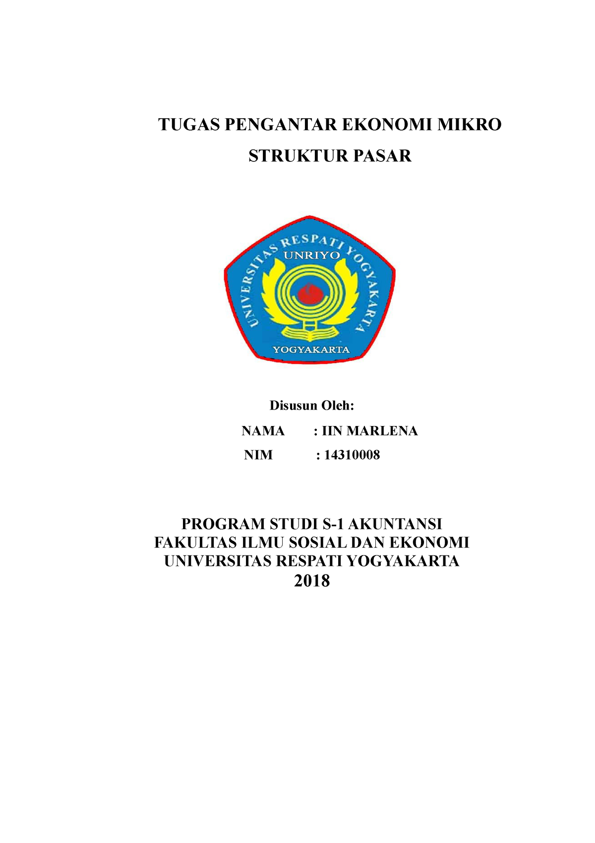 Tugas Pengantar Ekonomi Mikro Struktur P - TUGAS PENGANTAR EKONOMI ...