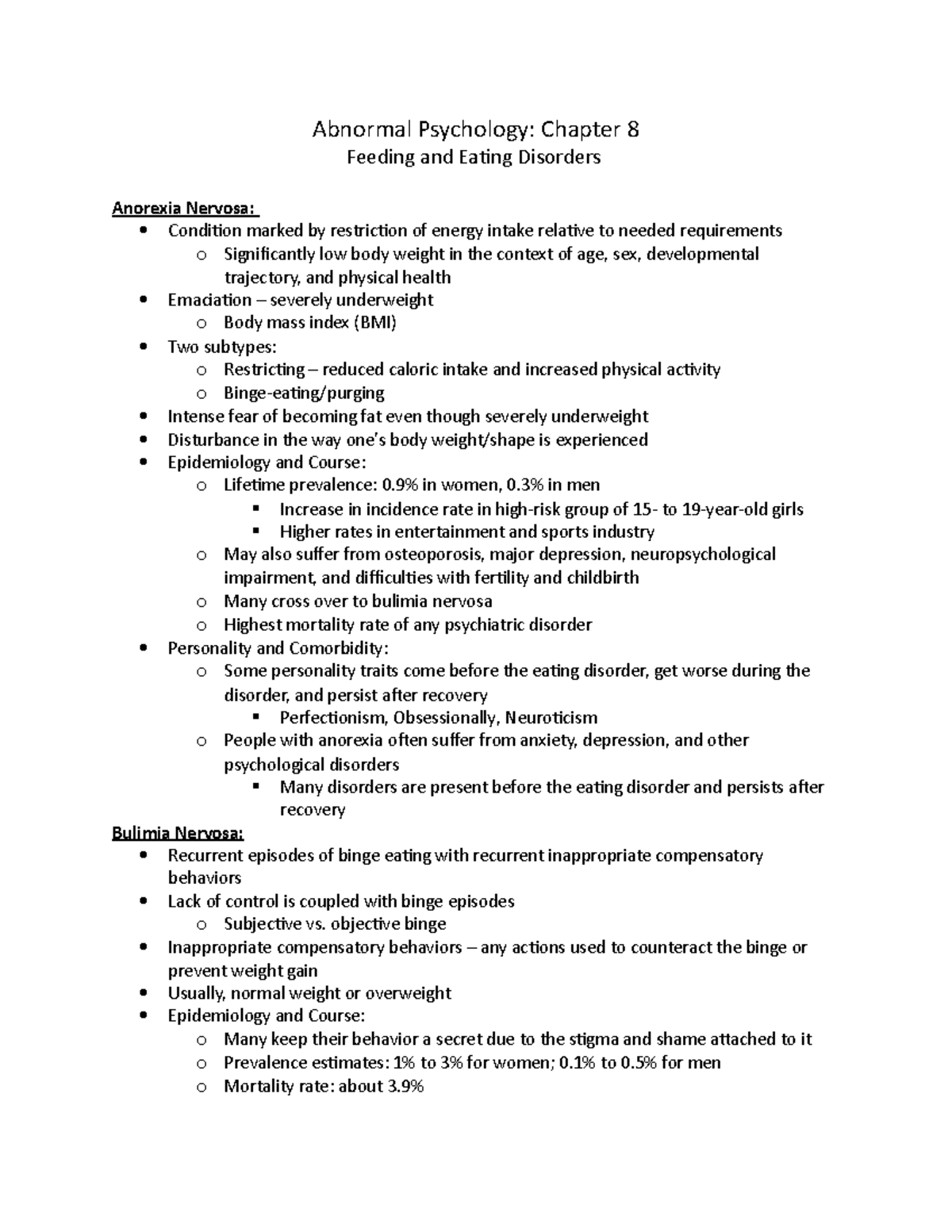 Chapter 8 - Feeding and Eating Disorders - Abnormal Psychology: Chapter ...