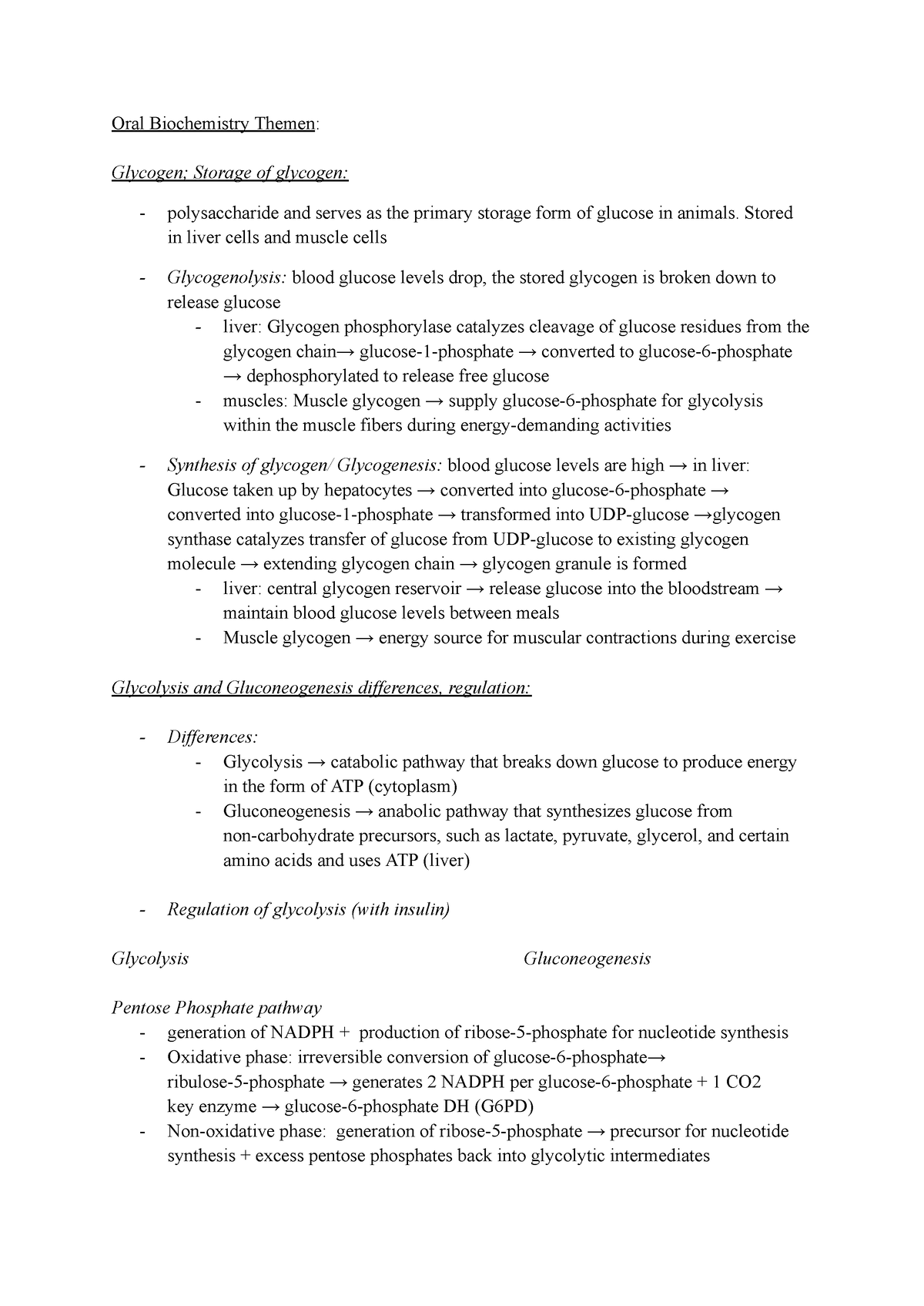 Oral Biochem istry Themen - Oral Biochemistry Themen: Glycogen; Storage ...