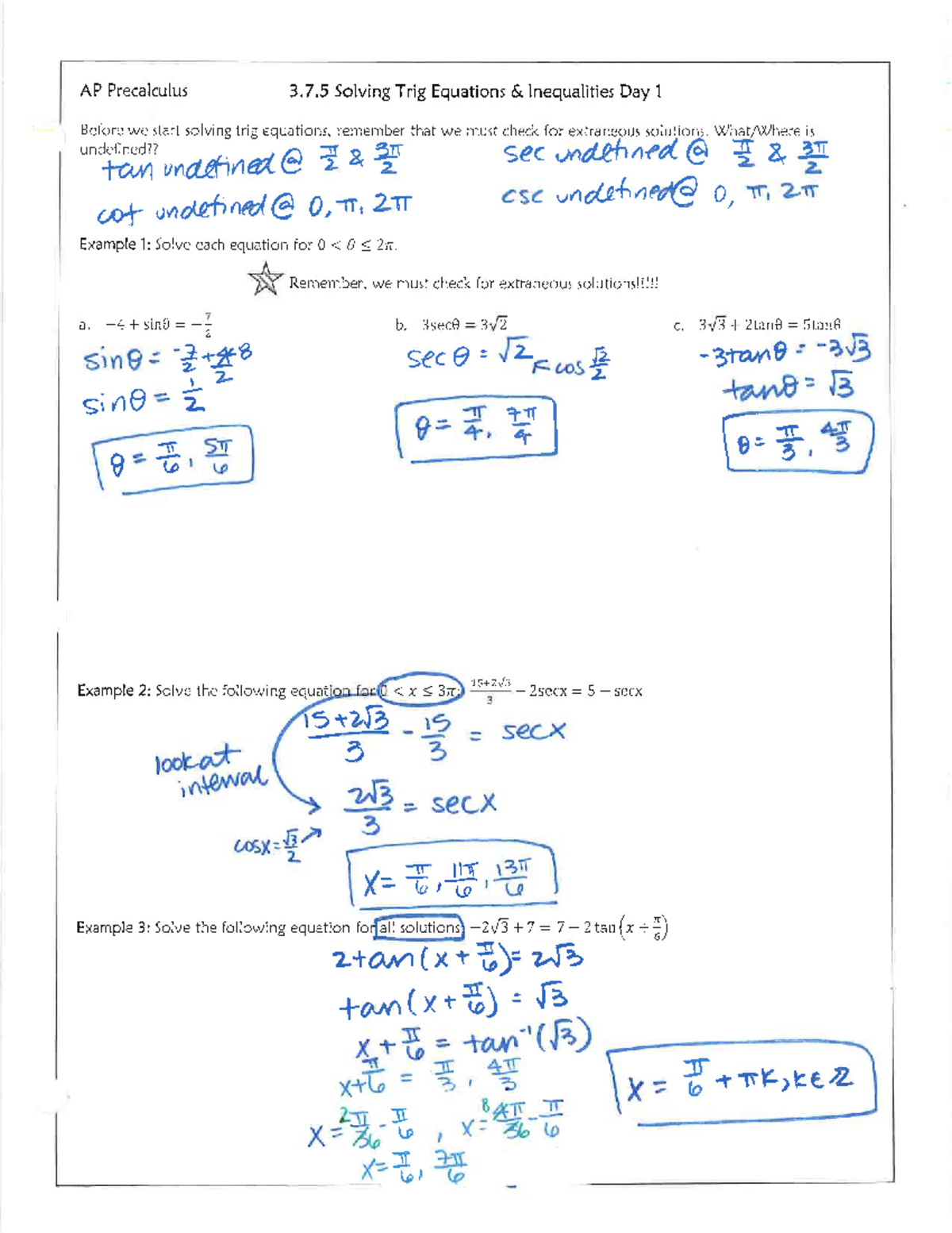 Day 9 Notes and Practice KEY - MATH 1113 - Studocu