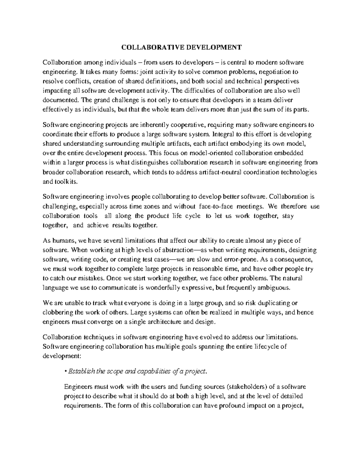 BIT 2321 Lesson 8 - Software - COLLABORATIVE DEVELOPMENT Collaboration ...