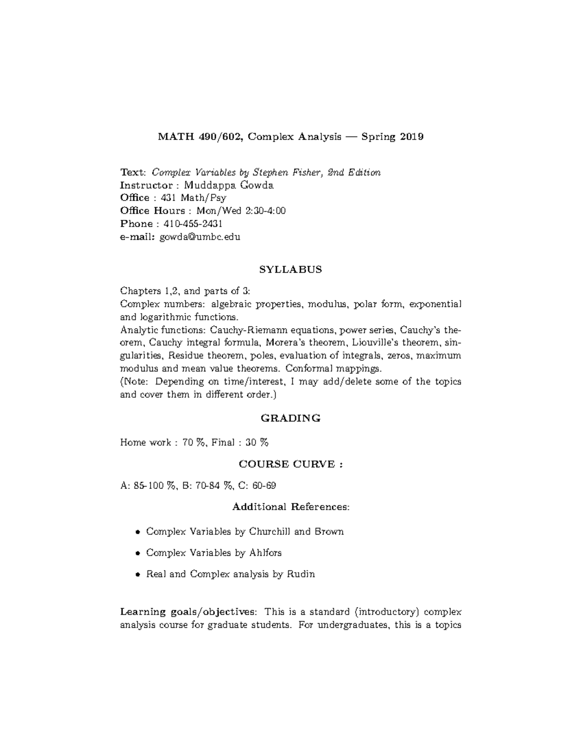 490-602-syllabus - Practice - MATH 490/602, Complex Analysis — Spring ...