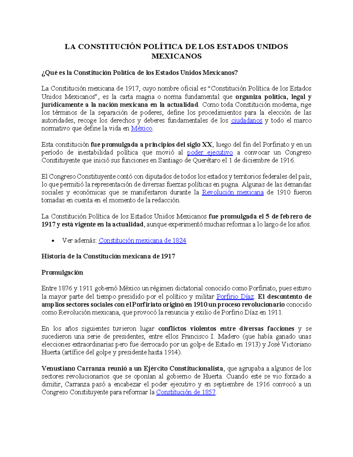 La Constitucion Politica DE MEXICO 1917 - LA CONSTITUCIÓN POLÍTICA DE ...