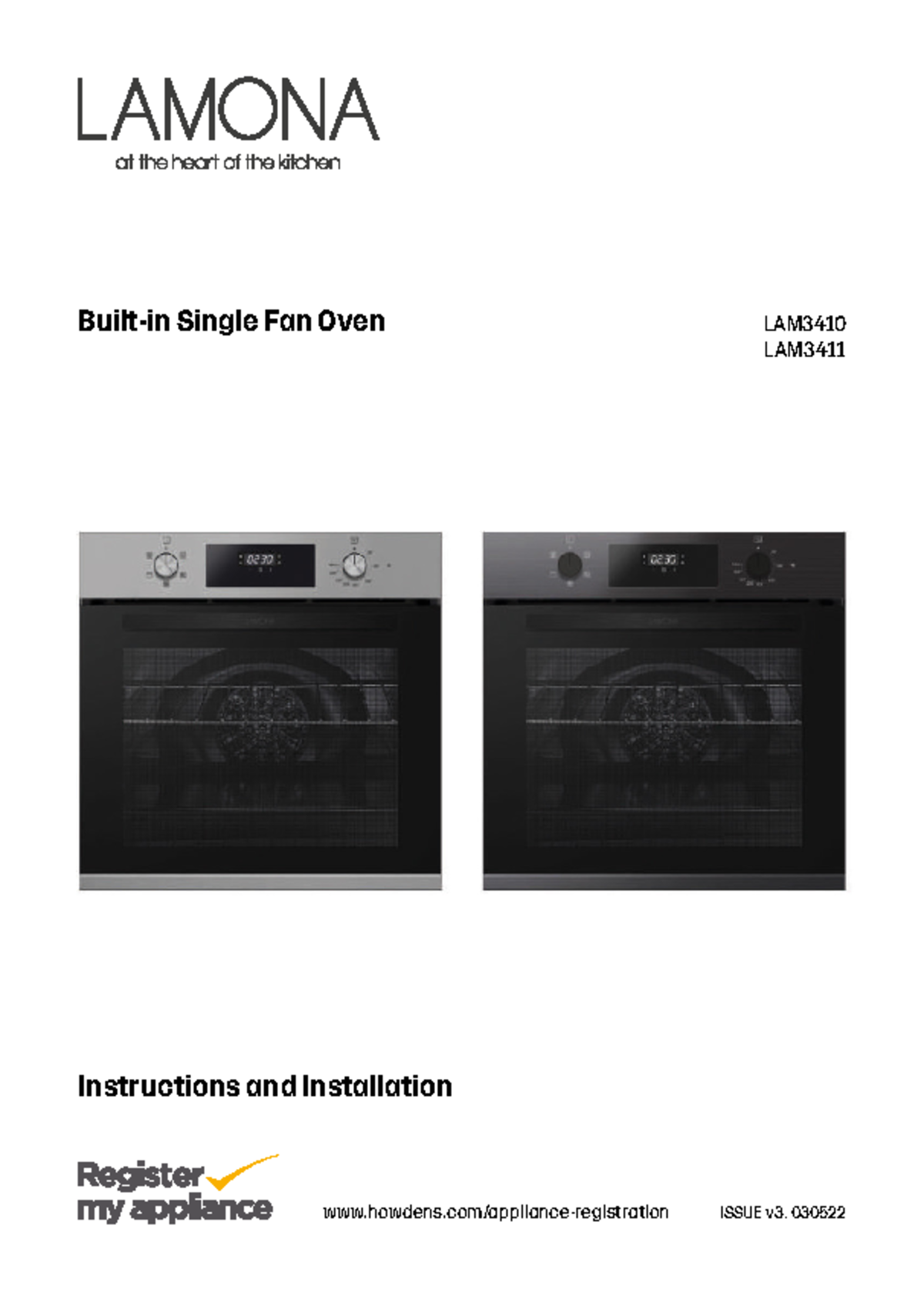 Lamona oven howdens/applianceregistration Builtin Single Fan Oven