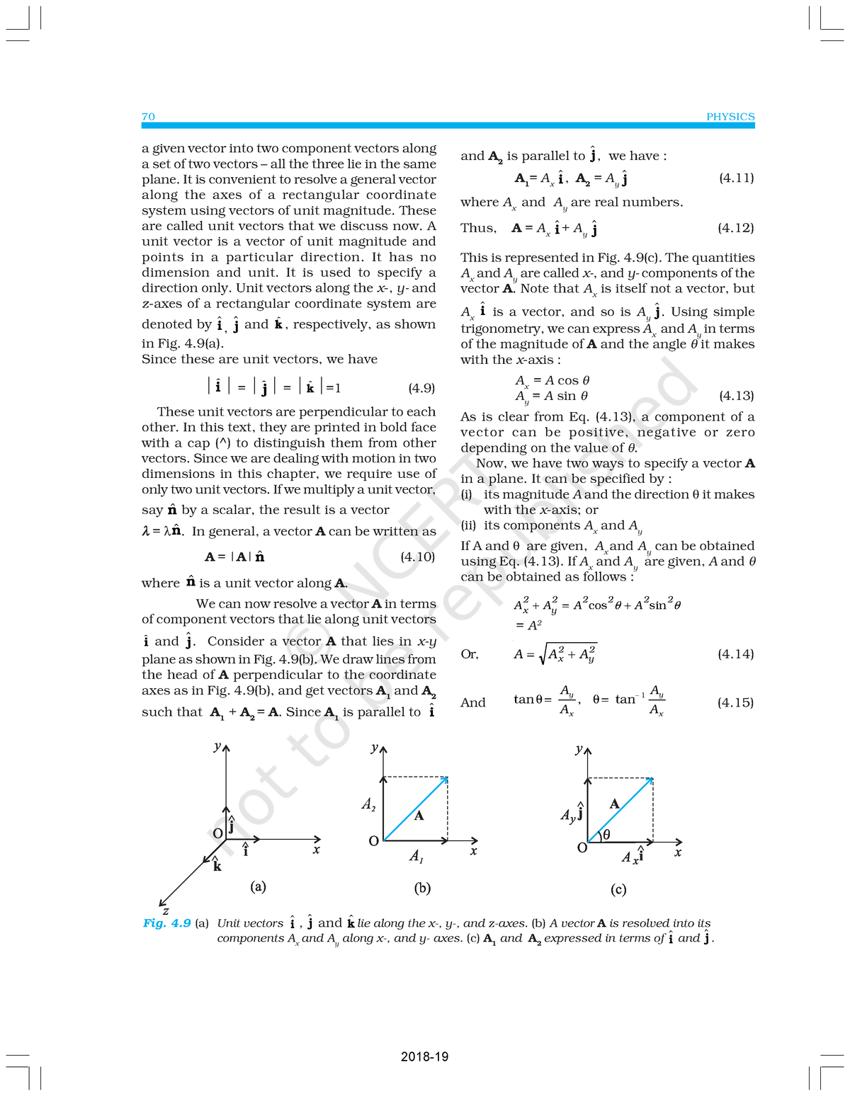 Physics 1 70 75 Physics Fig 4 A Unit Vectors I J And K Lie Along The X Y And Z Axes 5538