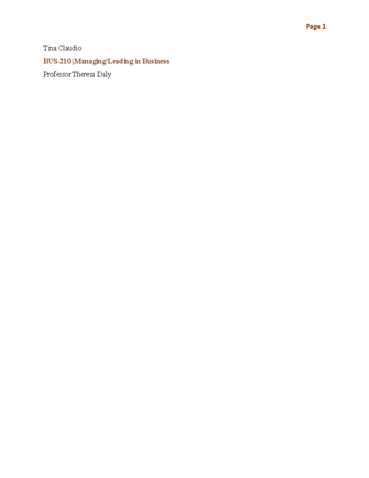 1-3 Leadership Assessment and Reflection- Revised - Tina Claudio BUS ...