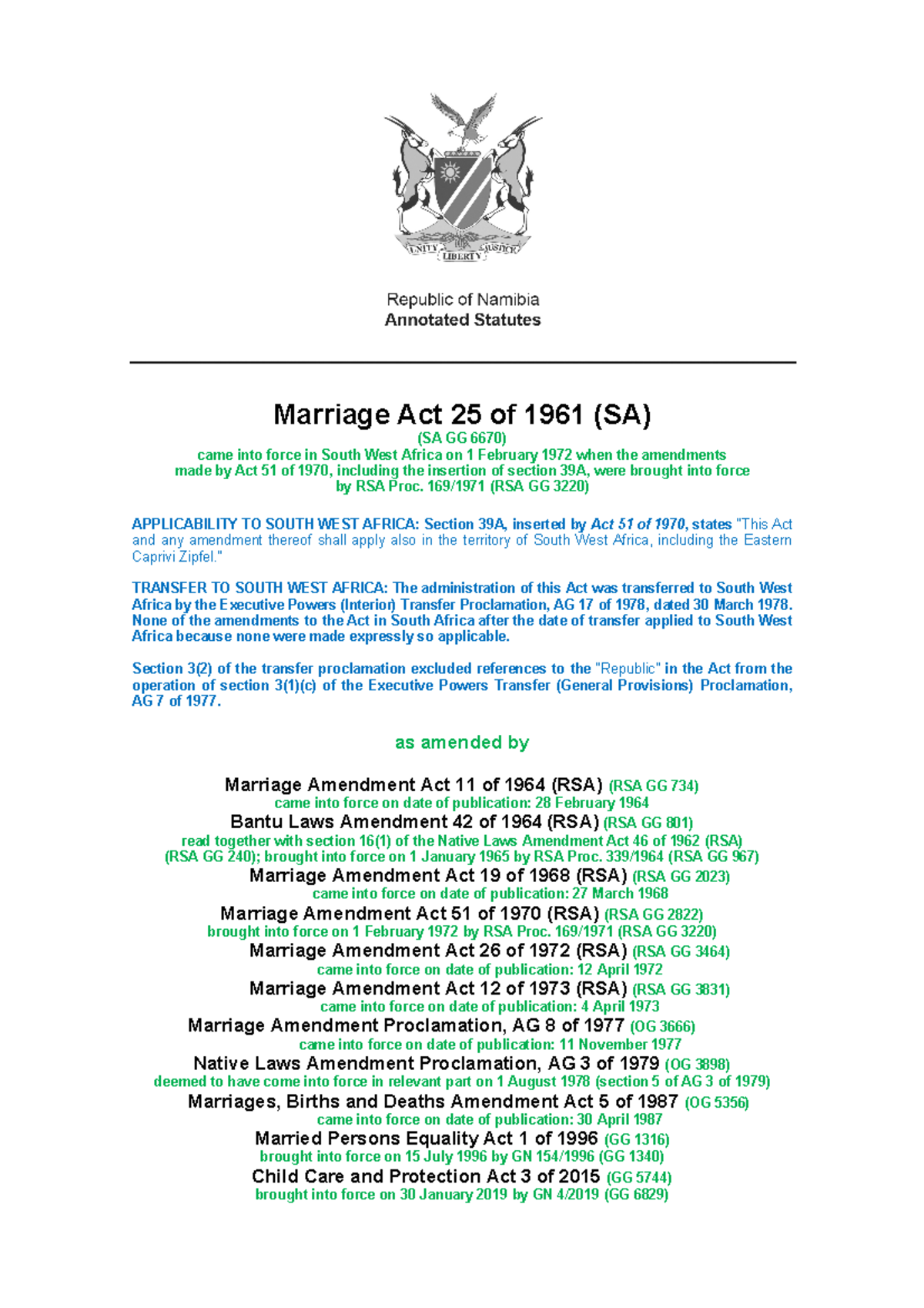Marriage Act 25 of 1961 - Law - Marriage Act 25 of 1961 (SA) (SA GG ...