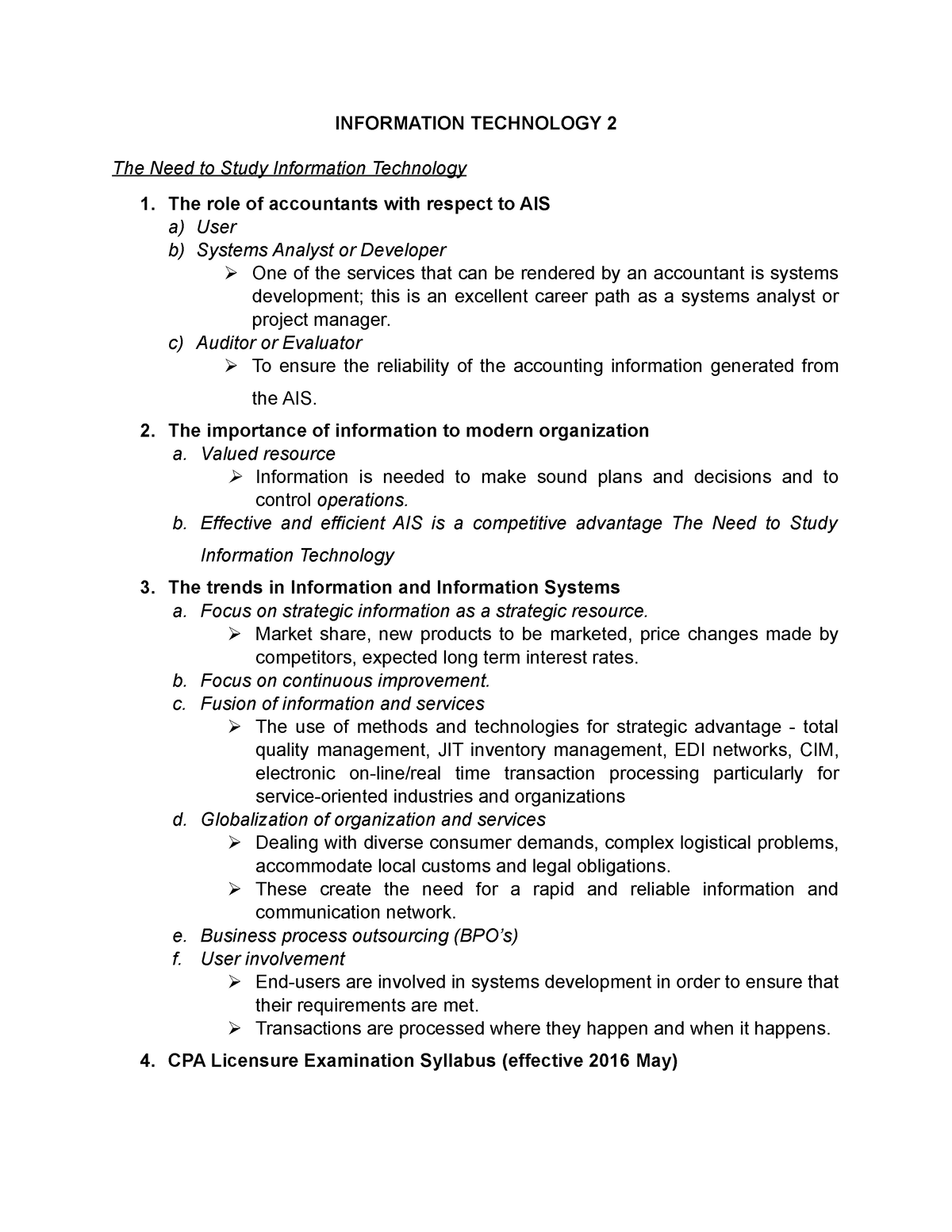 Module-12 - reviewer of tax - INFORMATION TECHNOLOGY 2 The Need to ...