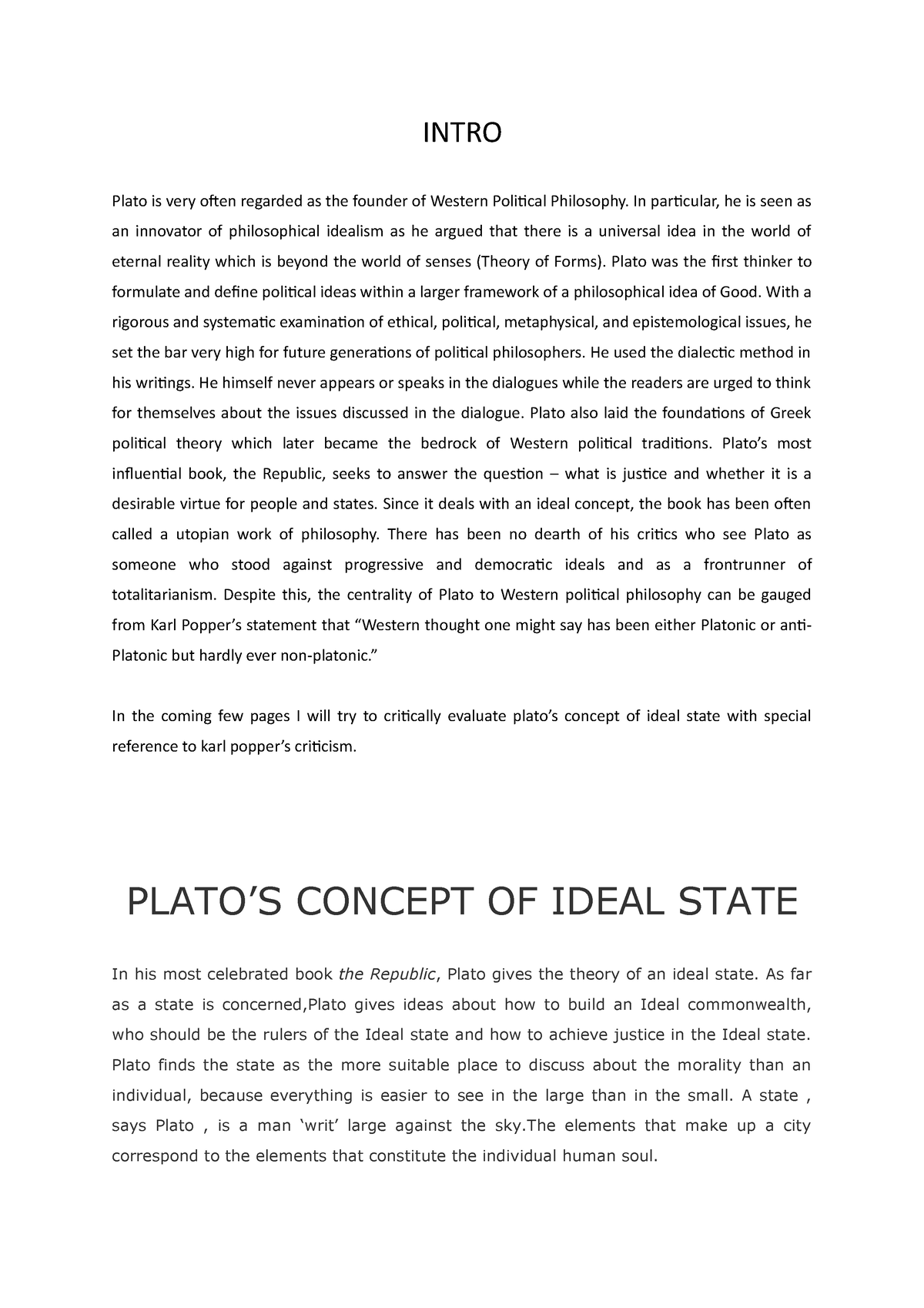 example of ideal state essay