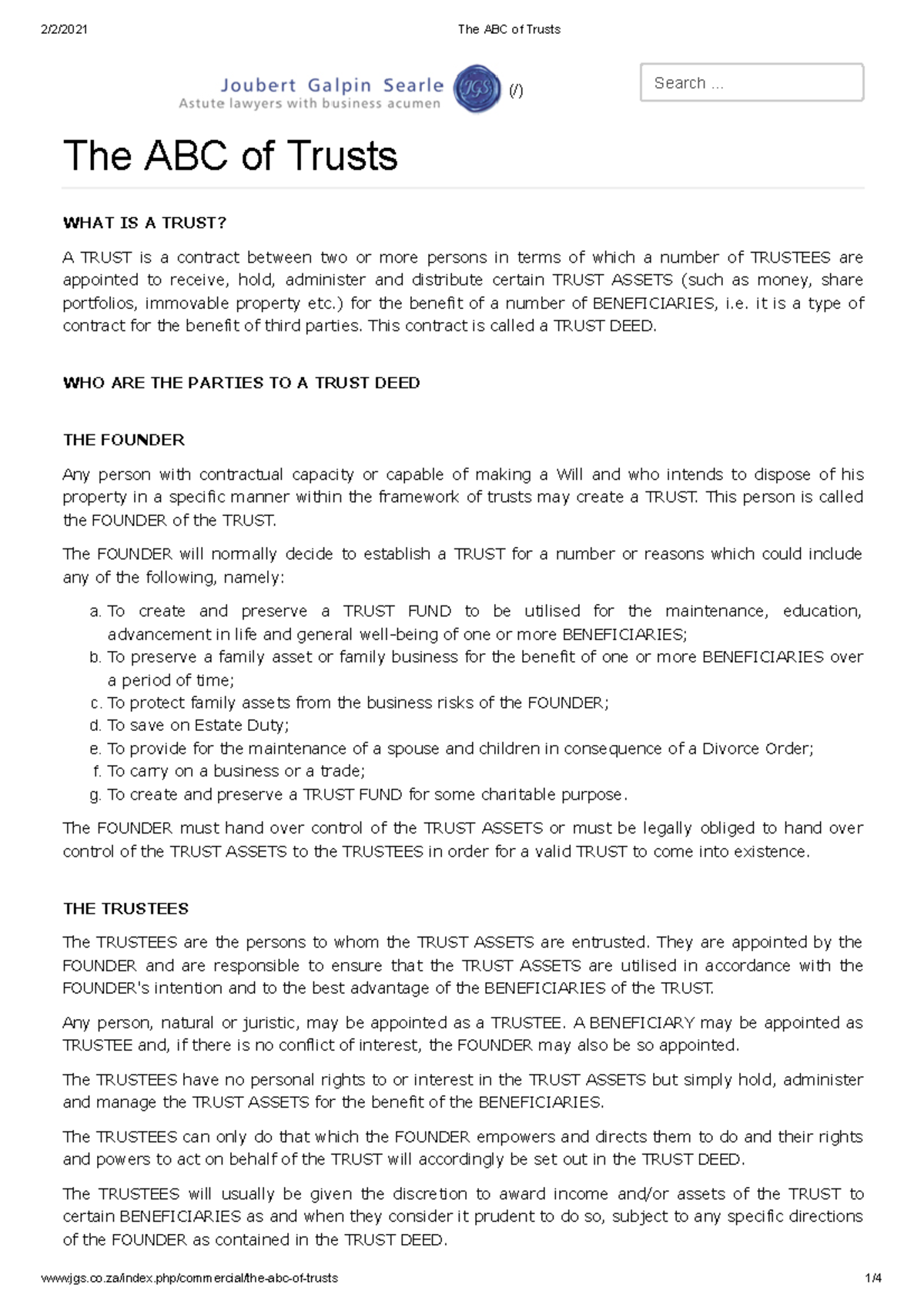 The ABC of Trusts 6 6 66 6 6 (/) Search The ABC of Trusts WHAT IS