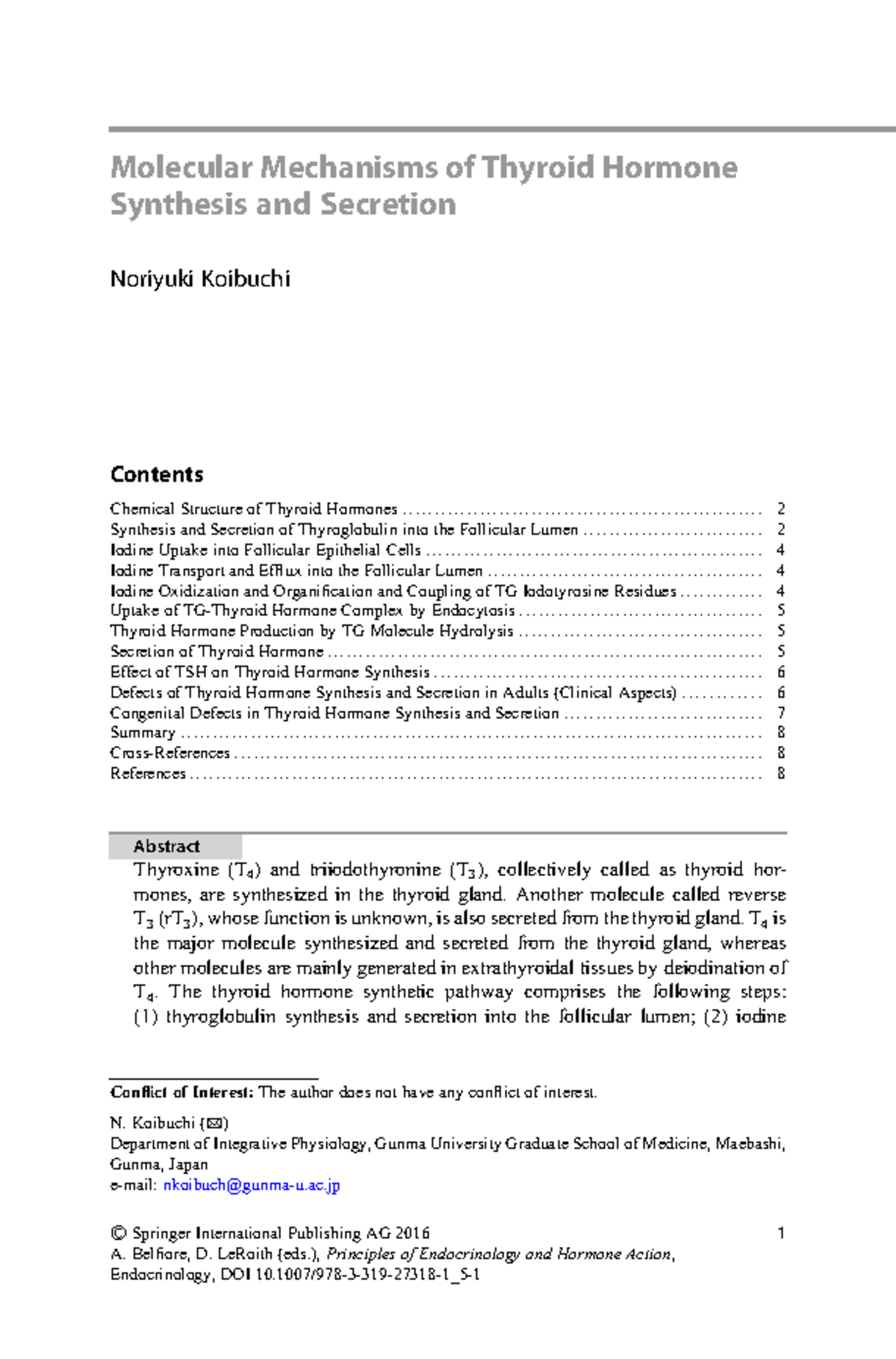 Molecular Mechanisms of Thyroid Hormone Synthesis and Secretion ...