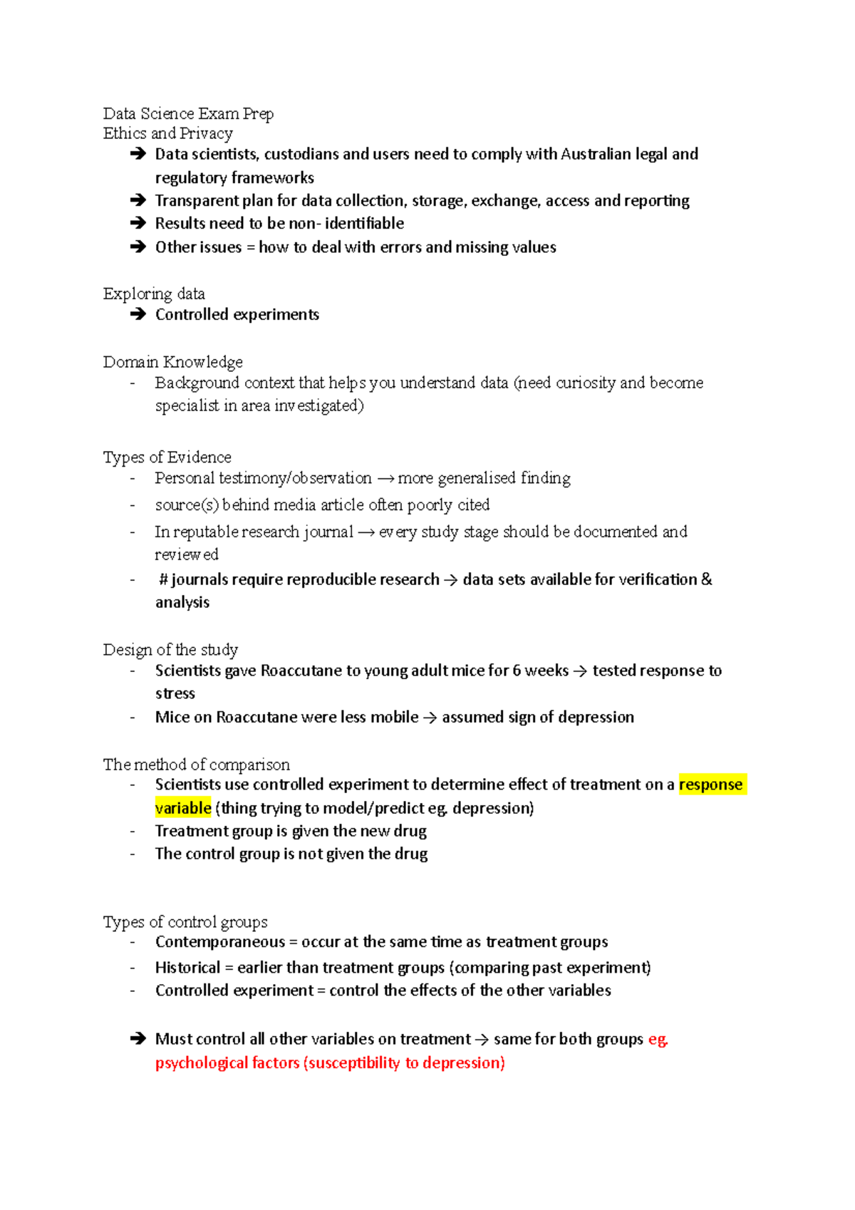 Data Science Exam Prep - Complete set of notes containing practice ...
