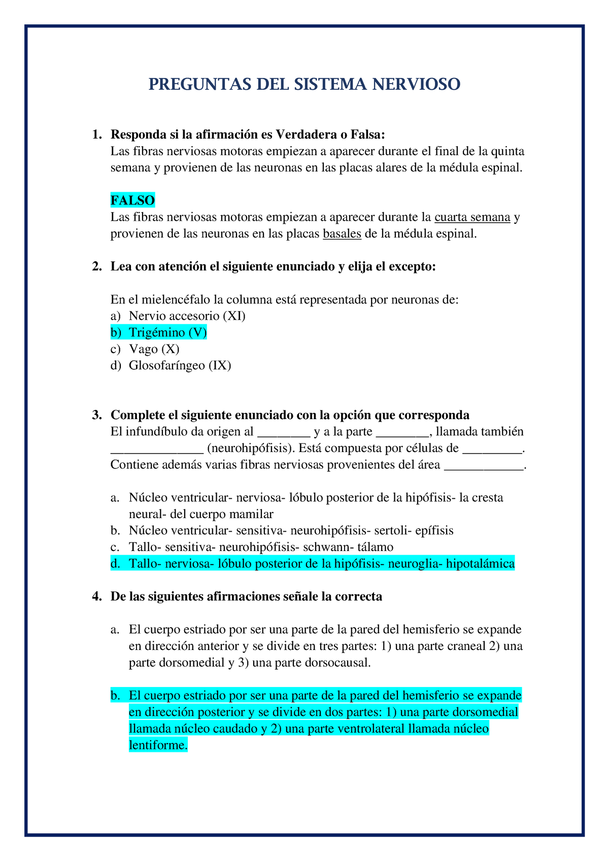 Preguntas Del Sistema Nervioso - PREGUNTAS DEL SISTEMA NERVIOSO ...