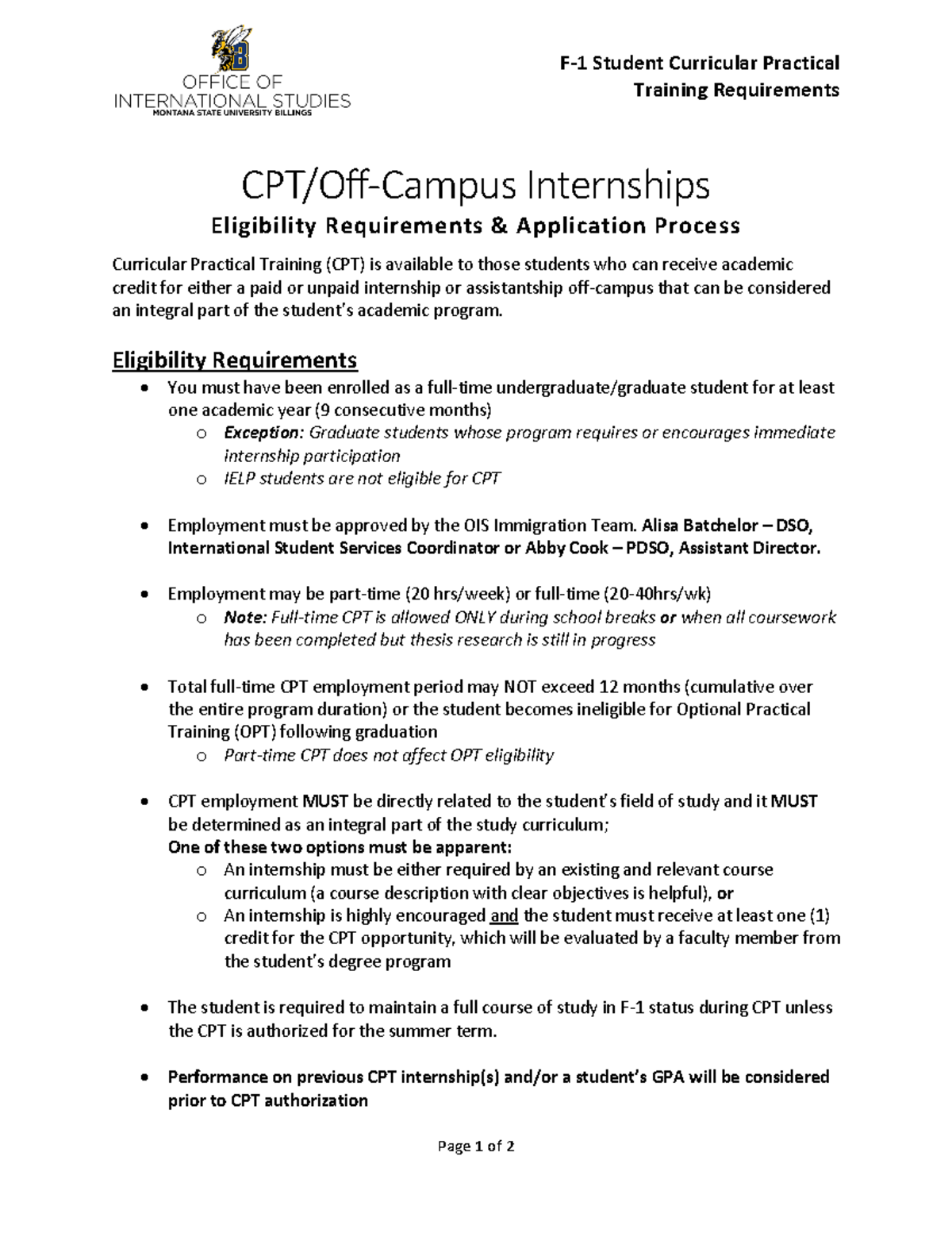 CPT Eligibility&Reqs - nores - F-1 Student Curricular Practical ...