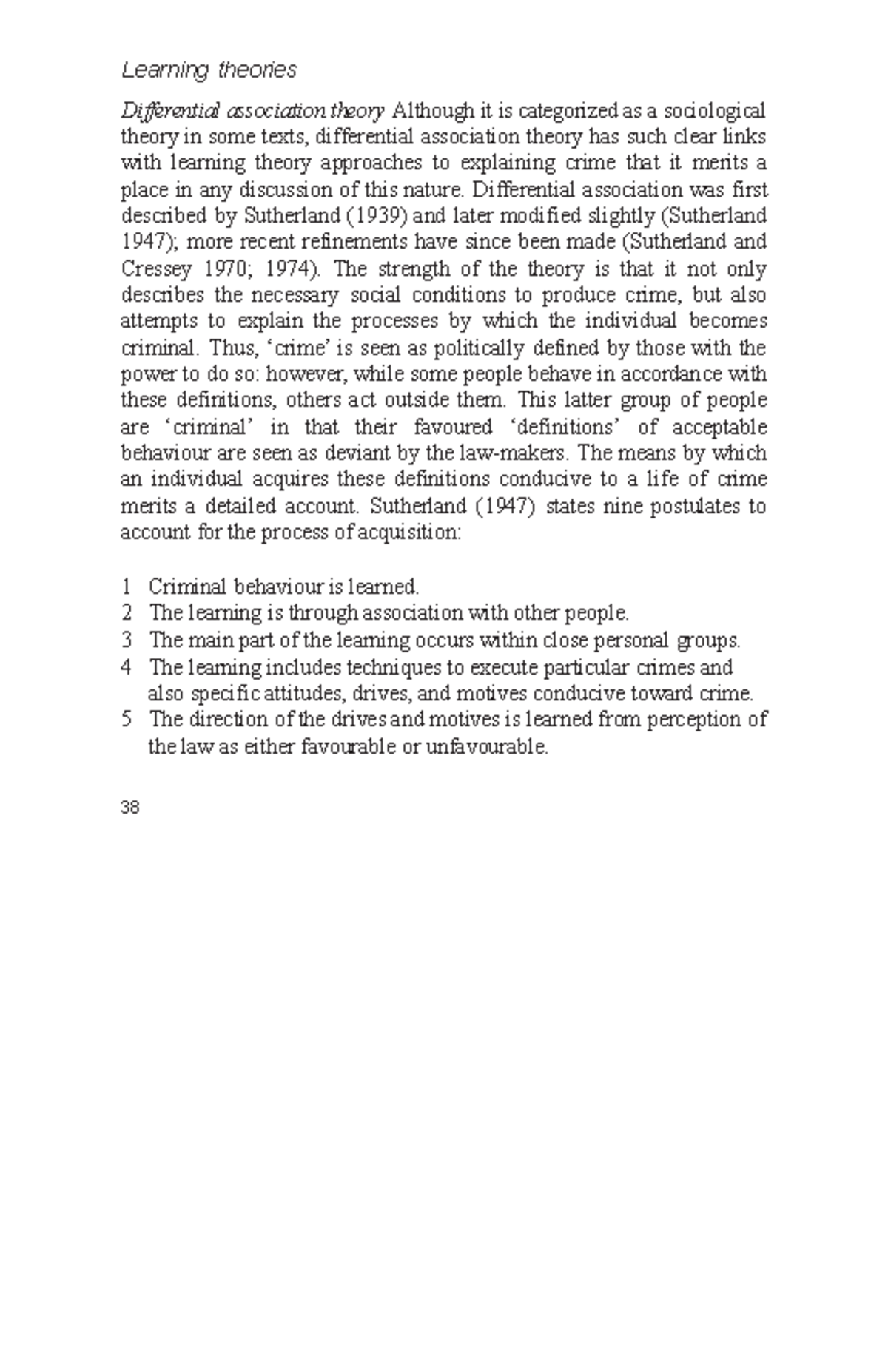 The Differential association theory Learning theories Differential