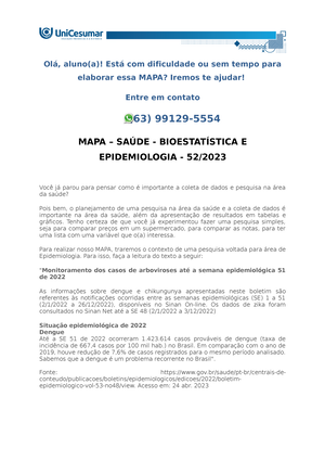 MAPA – SAÚDE – BIOESTATÍSTICA E EPIDEMIOLOGIA – 52/2023 ...