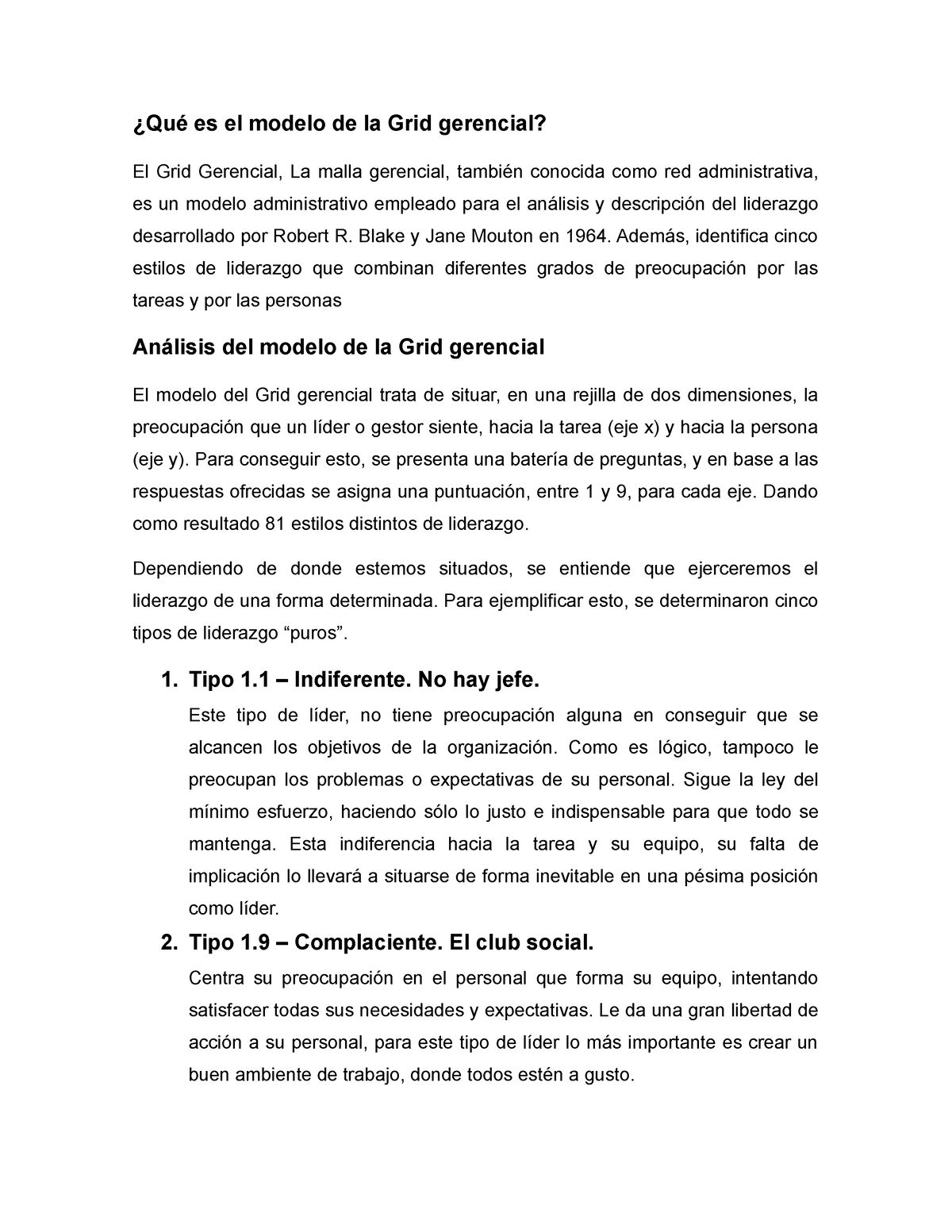 Modelo de la Grid gerencial - ¿Qué es el modelo de la Grid gerencial? El  Grid Gerencial, La malla - Studocu