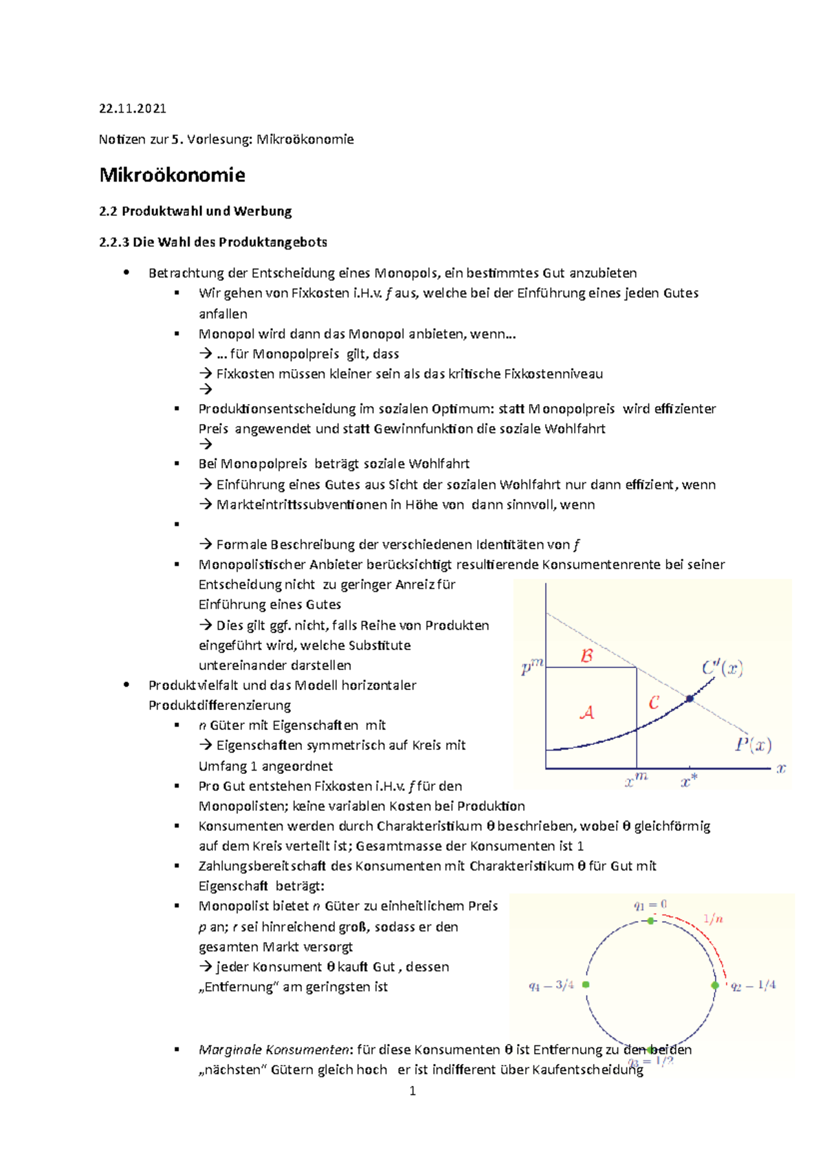 Notizen Zur 5. Vorlesung Mikro 2 - 22. Notizen Zur 5. Vorlesung ...