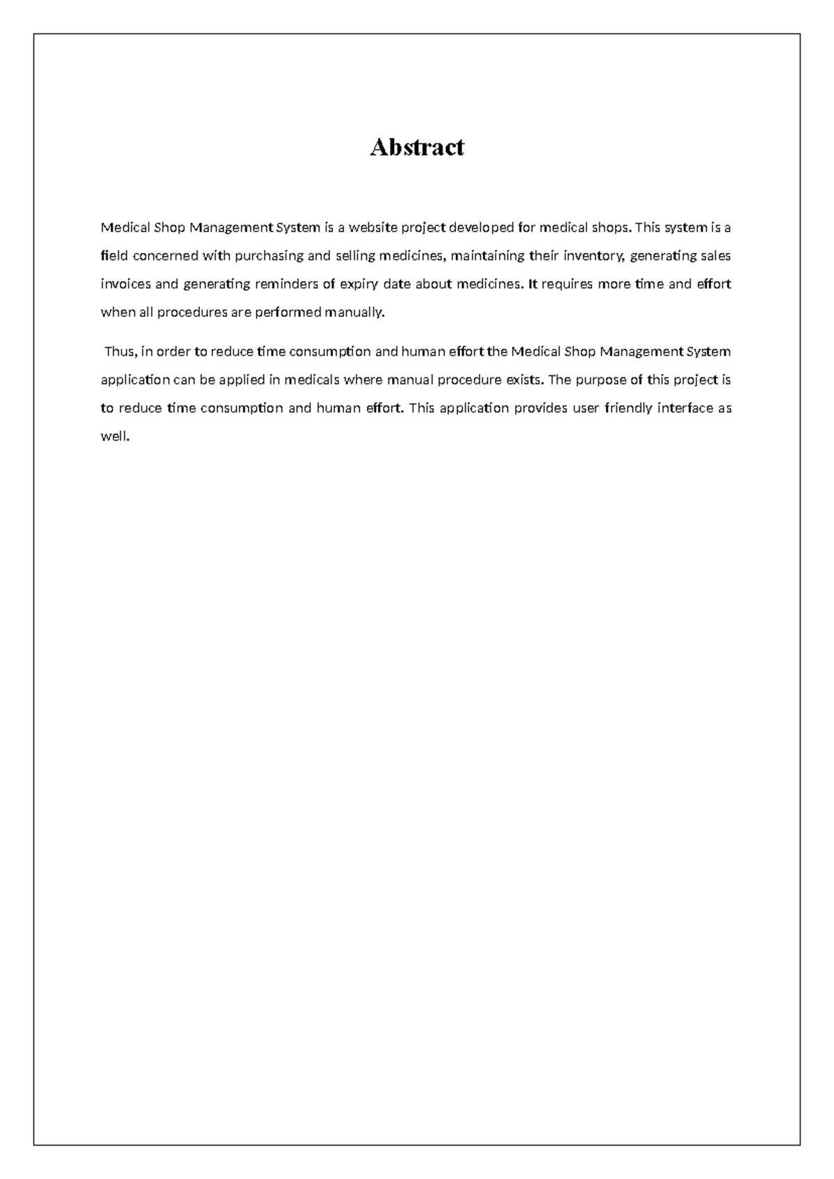Report abstract - This is very clear notes. - Abstract Medical Shop ...