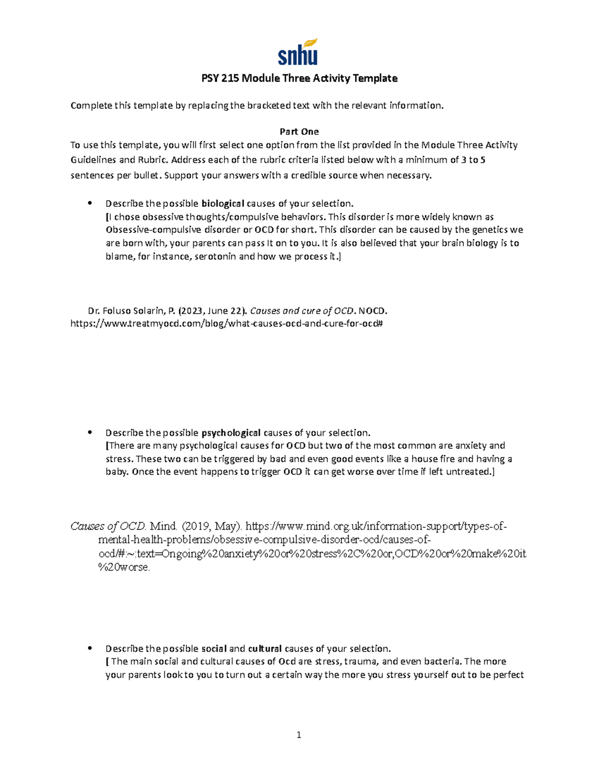 Module 3 - my assignment - PSY 215 Module Three Activity Template ...