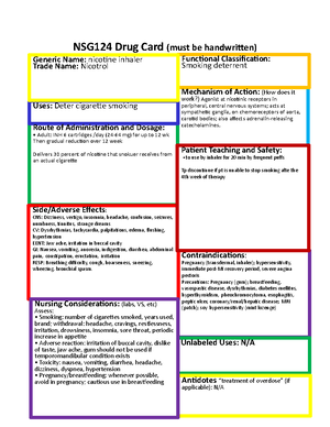 Varenicline - Drug Cards - NSG124 Drug Card (must Be Handwritten ...