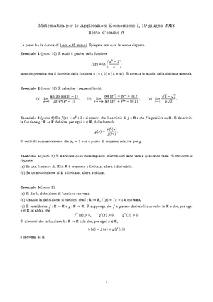 Esercizi Matematica - Lezioni - Matematica per le Applicazioni ...