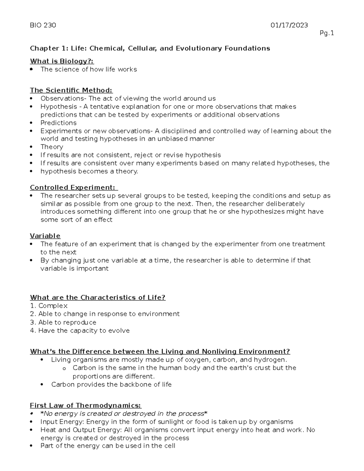 Bio Ch Ppt Notes Pg Chapter Life Chemical Cellular And